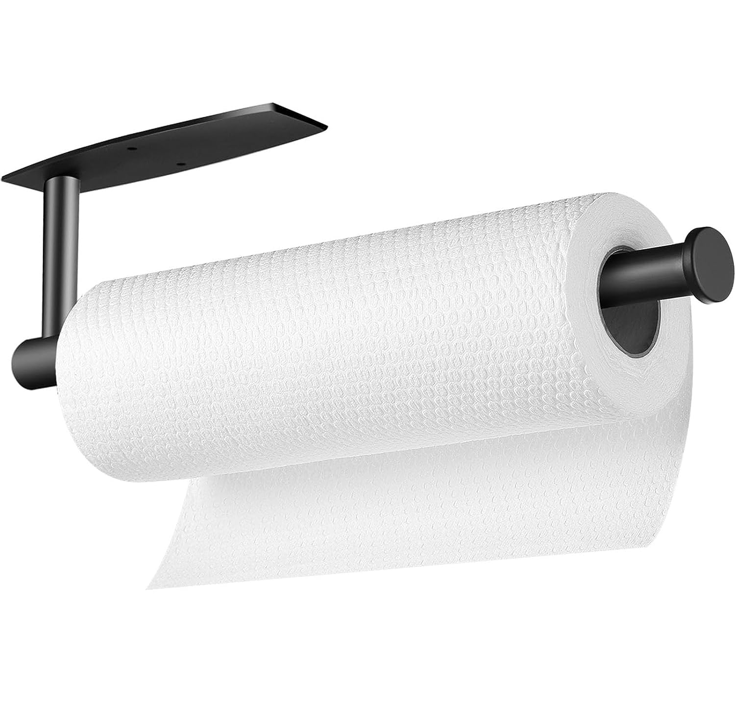 Stainless Steel Under Cabinet Paper Towel Holder - Wall Mount & Self Adhesive Kitchen & Bathroom Paper Towel Roll Rack - SUS304 Black Paper Towel Bar for Easy Access & Space Saving (Perfect for Small Kitchens, RVs & Apartments)
