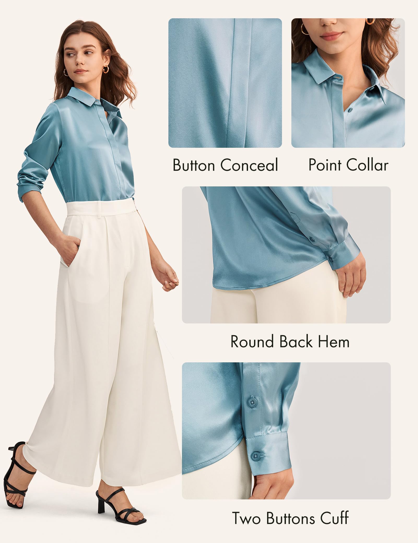 LilySilk 100% Pure Silk Blouse for Women - Long Sleeve Smooth Tops for Office, Party & Special Occasions