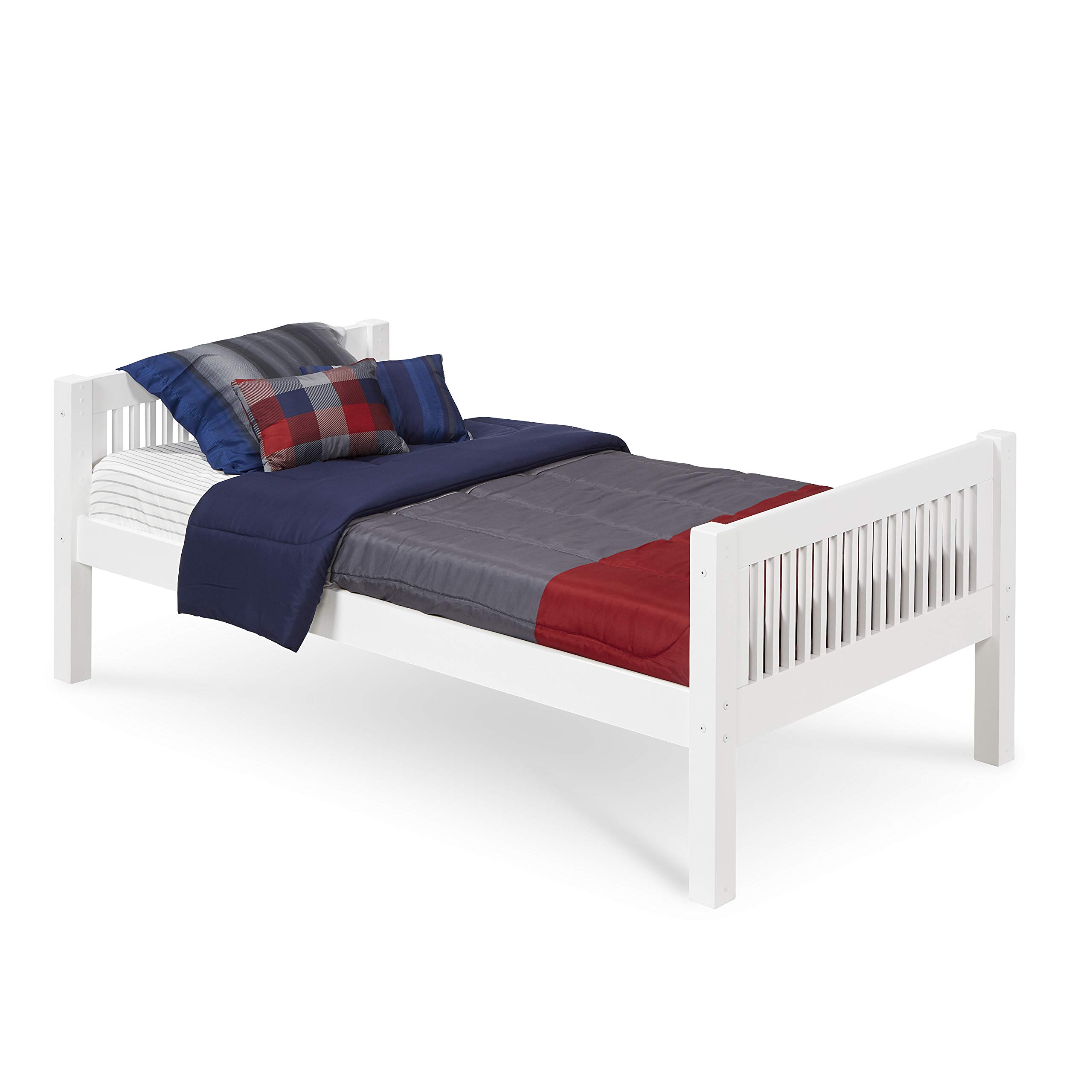 Camaflexi Twin Size Platform Bed Frame - Modern White Wooden Bed with Sturdy Support for Small Spaces | Perfect for Kids Rooms, Guest Bedrooms & Studio Apartments