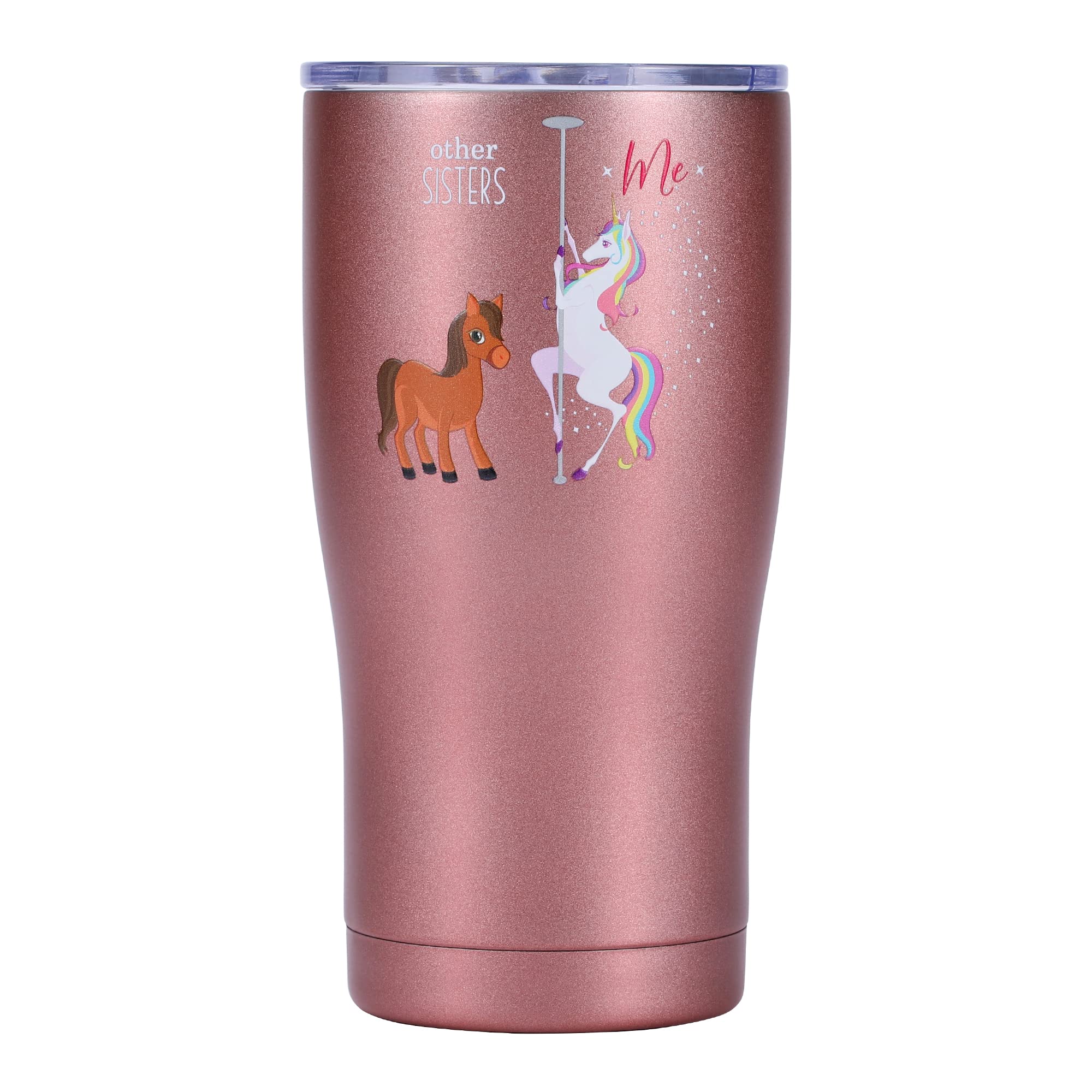 Shamone Unicorn Sister Gift Tumbler - 20oz Insulated Stainless Steel Cup with Lid, Straw & Cleaning Brush - Perfect Birthday & Christmas Present for Sisters - Funny Rose Gold Gift for Sister - Ideal for Coffee, Tea & Cold Drinks at Home, Office or School