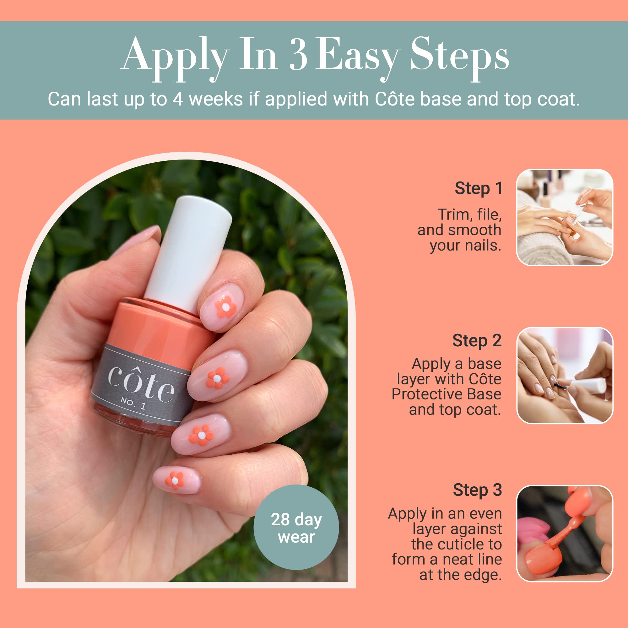 Côte No. 32 Vegan & Cruelty Free Nail Polish - Long Lasting, Non-Toxic Nail Lacquer for Manicures & Pedicures | Perfect for Everyday Wear, Special Occasions & Gift Giving