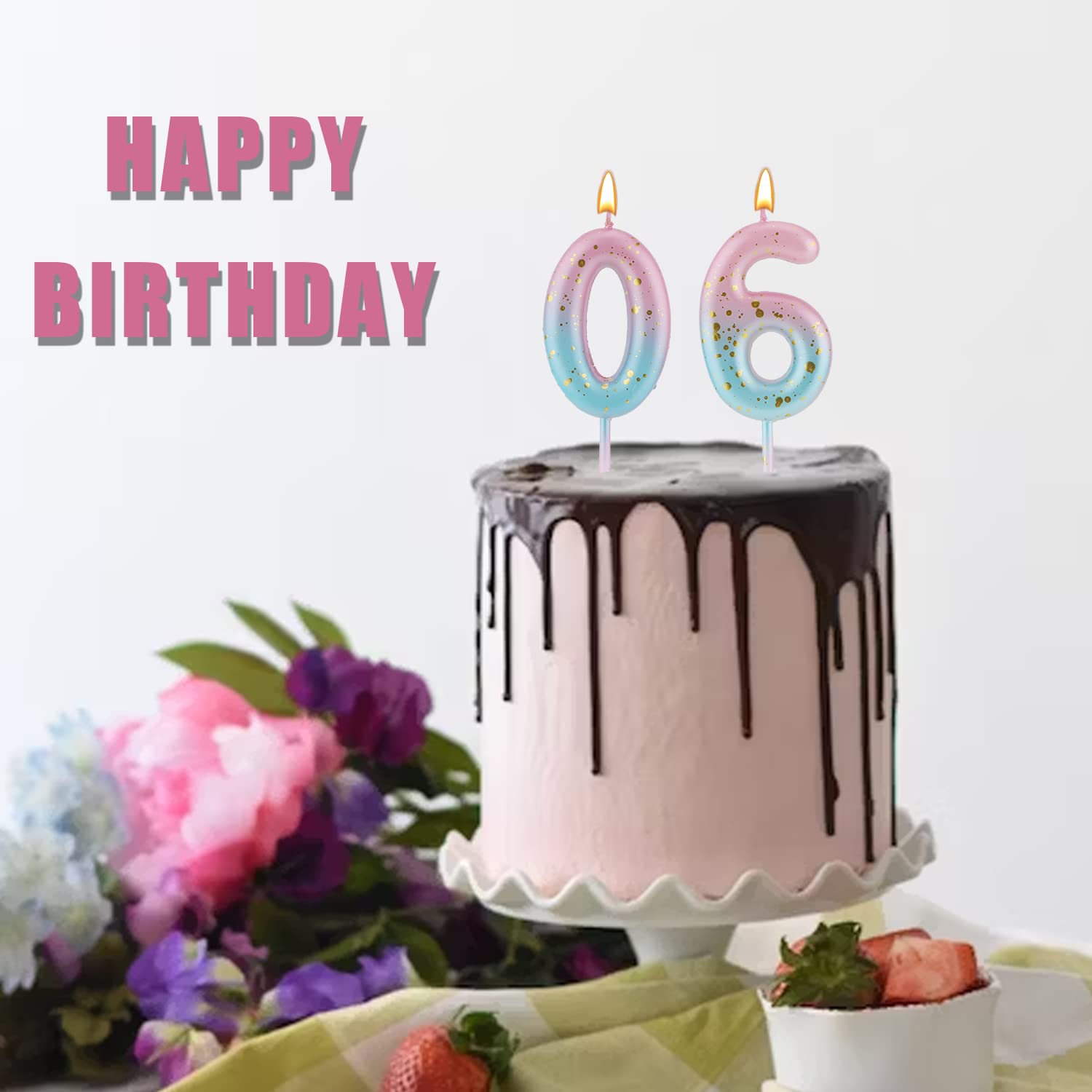 Pink Blue Gradient Birthday Number & Letter Candles for Cakes - Decorative Cake Toppers for Birthday Parties, Anniversaries & Celebrations
