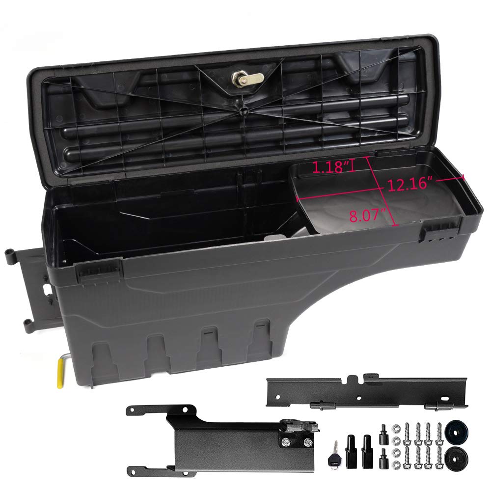 CHEDA Truck Bed Storage Toolbox for 2015-2019 Ford F-150 | Left Driver Side Tool Box | Heavy Duty Aluminum Construction | Secure Gear Storage for Camping, Work & Outdoor Adventures