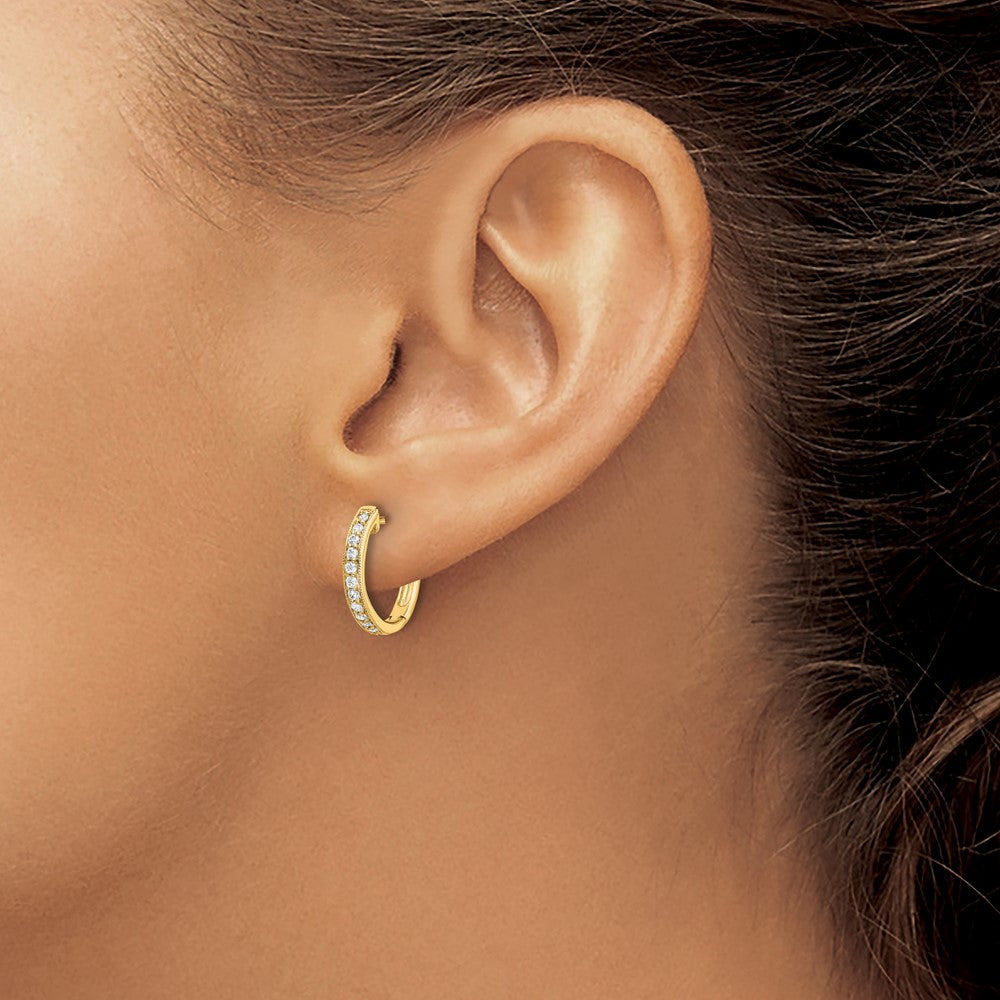 14K Gold Diamond Hinged Hoop Earrings for Women - Elegant Hinged Hoop Earrings with Real Diamonds - Perfect for Weddings, Parties & Everyday Wear (Model EM5374 013 YA)