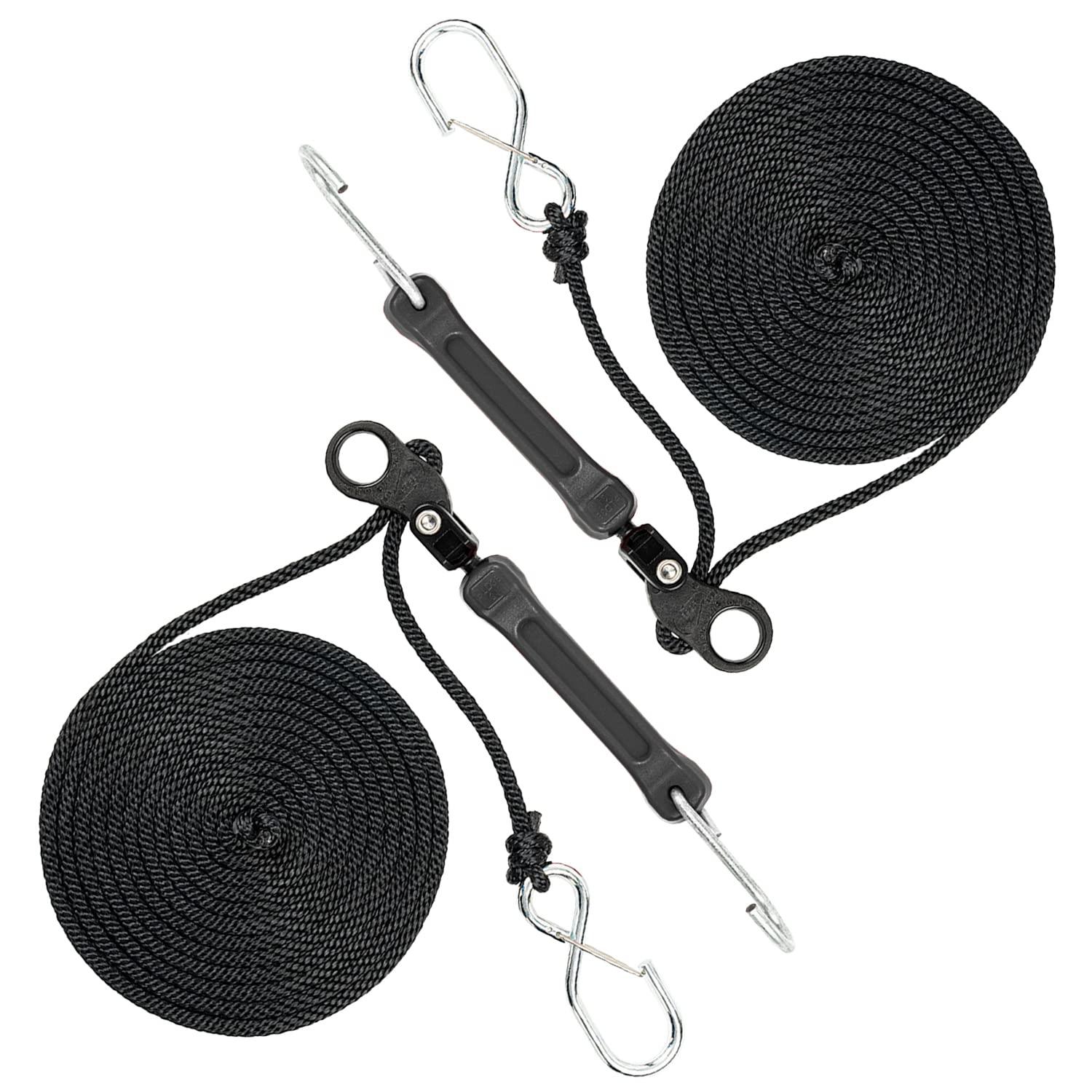 12' Bungee Tie Down 2 Pack - Black, Galvanized Hooks for Cargo & Outdoor Use