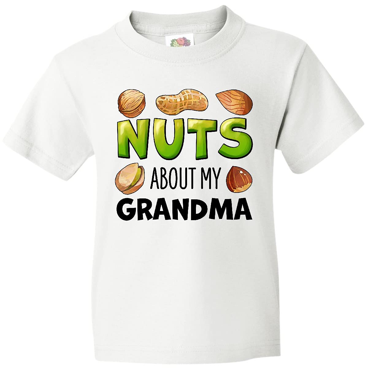 Fun Nuts About My Grandma Graphic Youth T-Shirt - Peanut, Almond, Pistachio Design - Cute Casual Outfit for Kids & Teens - Perfect for Family Gatherings & Grandparents Day