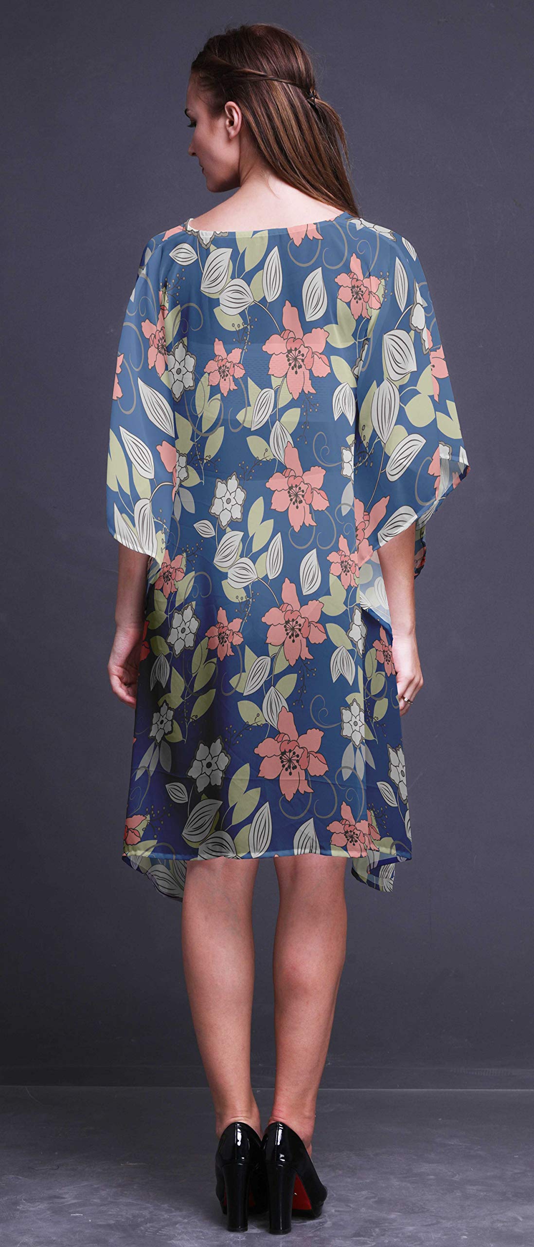 Bimba Women's Short Caftan Midi Dress - Beach Cover Up, Swimwear Wrap, Boho Summer Dress for Pool, Vacation & Resort Wear