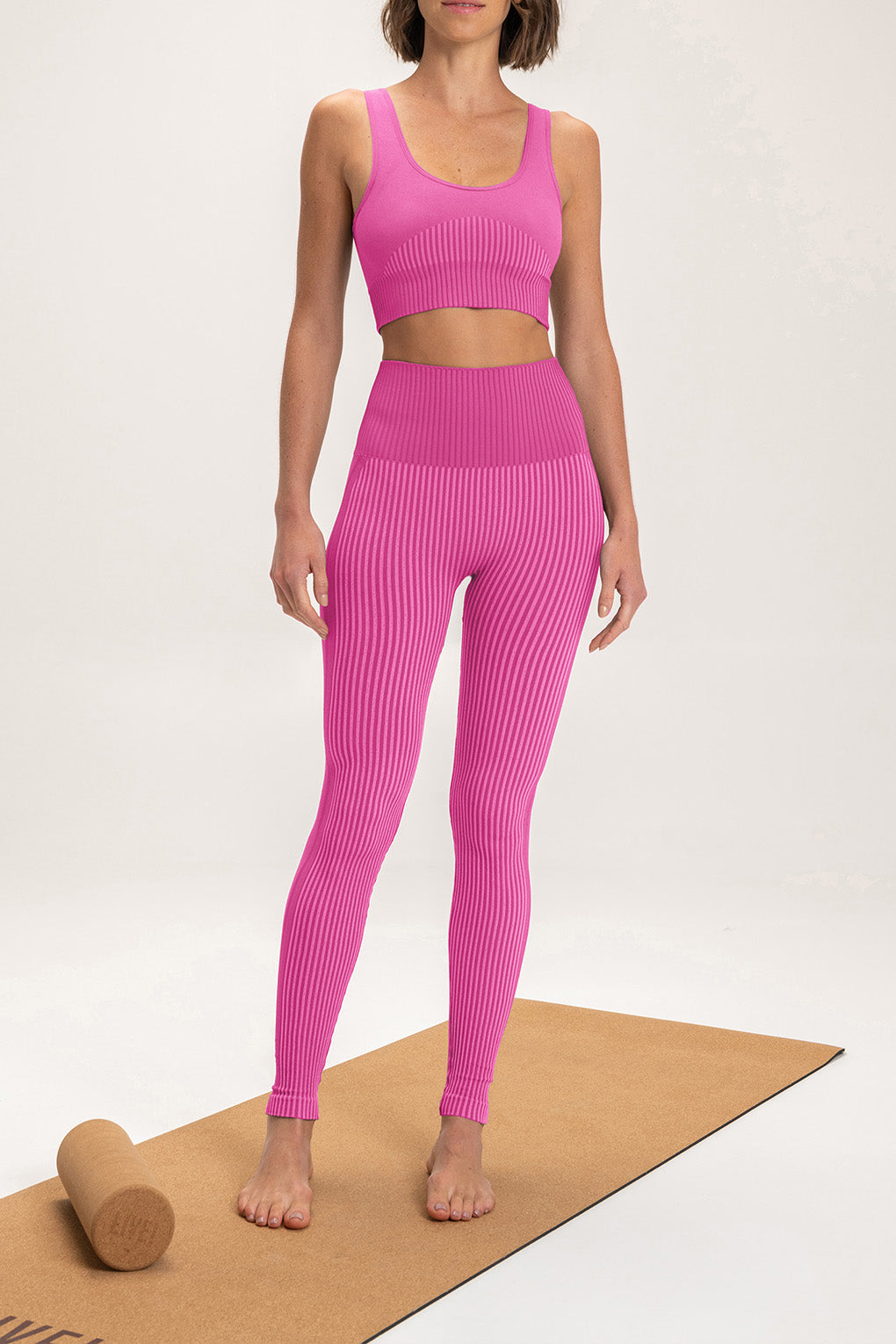 Seamless Rib High Waist Yoga Leggings for Women - Stretchy Workout Pants, Tummy Control Running Tights - Perfect for Gym, Lounge & Everyday Wear