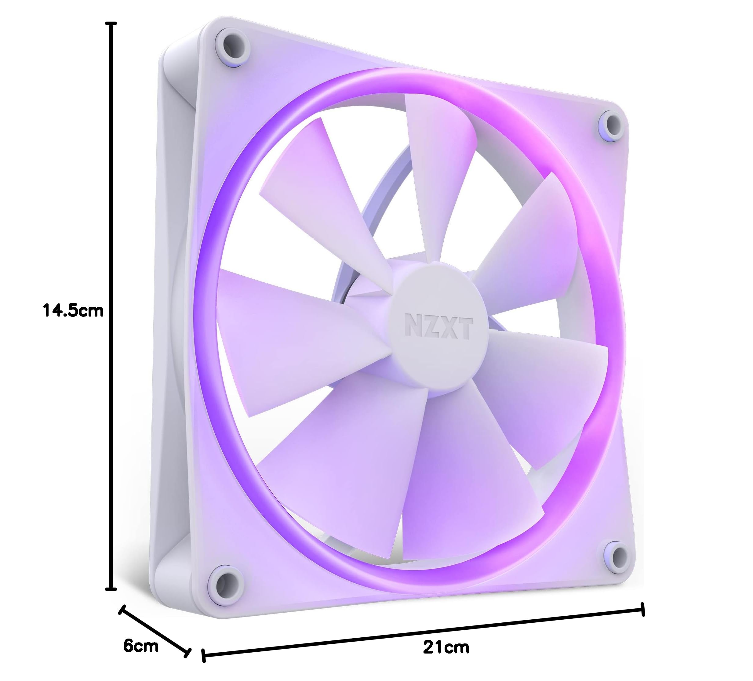 NZXT F140 RGB PC Cooling Fans - 140mm White LED Case Fans with Advanced RGB Lighting & Quiet Operation - Includes Twin Fans & Controller for Gaming PC, Workstation, and Home Office Setup