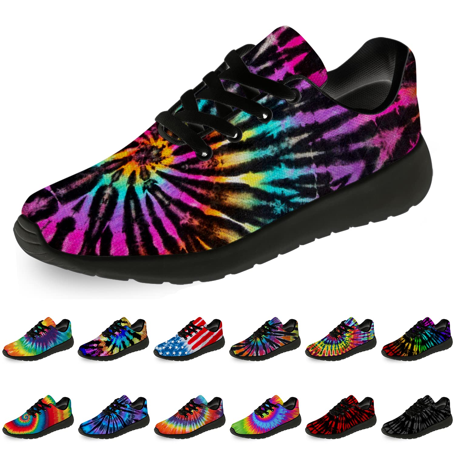 Tie Dye Running Shoes for Women & Men - Comfortable Walking Tennis Sneakers for Jogging, Sports & Casual Wear - Perfect Gift for Athletes & Fashion Lovers