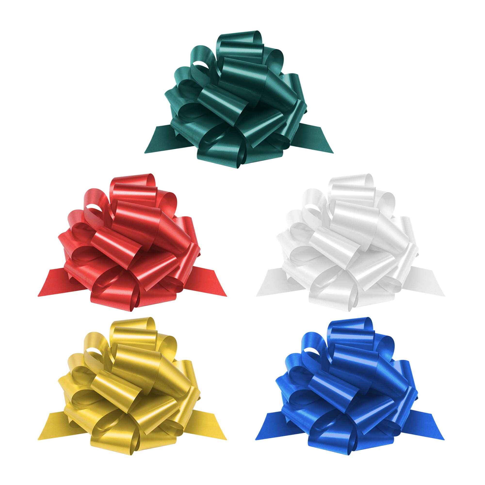 9 Inch Pull Bows for Gift Wrapping - Assorted Color Ribbon Bows (Set of 5) - Perfect for Christmas Presents, Birthday Gifts & Party Decorations