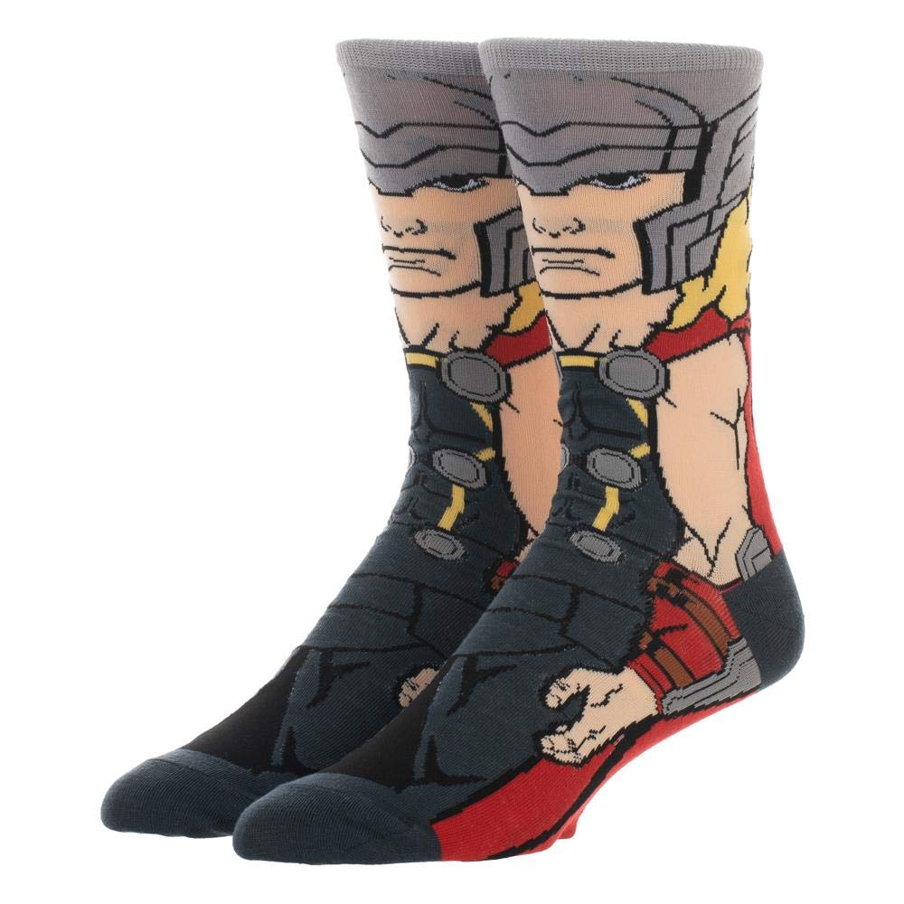 Marvel Avengers Thor Socks for Men - Superhero Themed Cotton Crew Socks - Perfect for Cosplay, Gifts & Everyday Wear