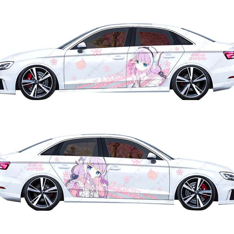 FWAHB Kanna Kamui Anime Body Stickers - Waterproof Dragon Maid Car Decals for Doors & Windows | Scratch Cover Vinyl Stickers for Cars, Laptops & DIY Projects | Perfect for Anime Fans & Car Enthusiasts