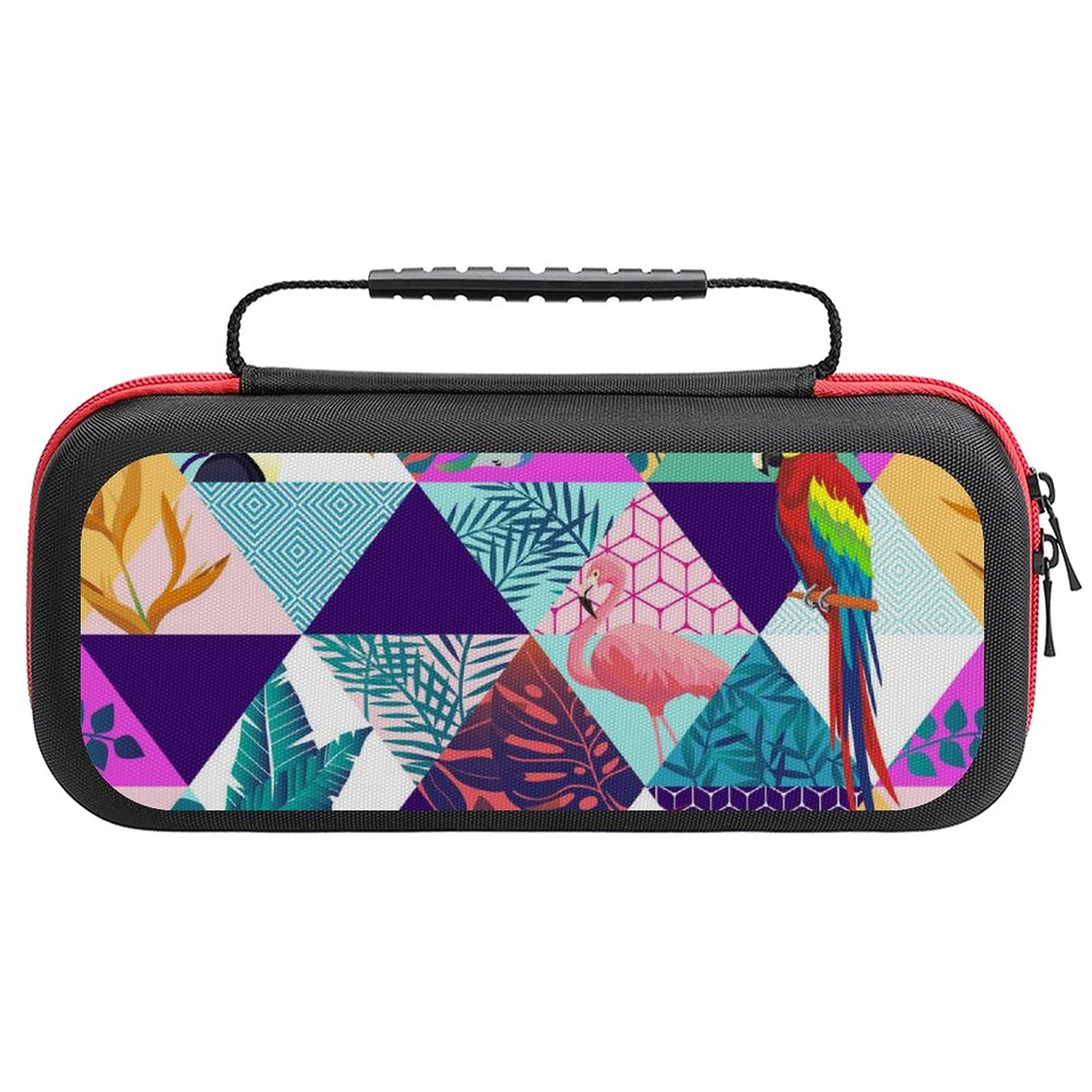 Colorful Parrots Toucans Hummingbirds Printed Travel Case for Nintendo Switch Lite - Portable Storage Bag for Console & Accessories - Perfect for Gaming on the Go, Travel Protection, and Gift Giving