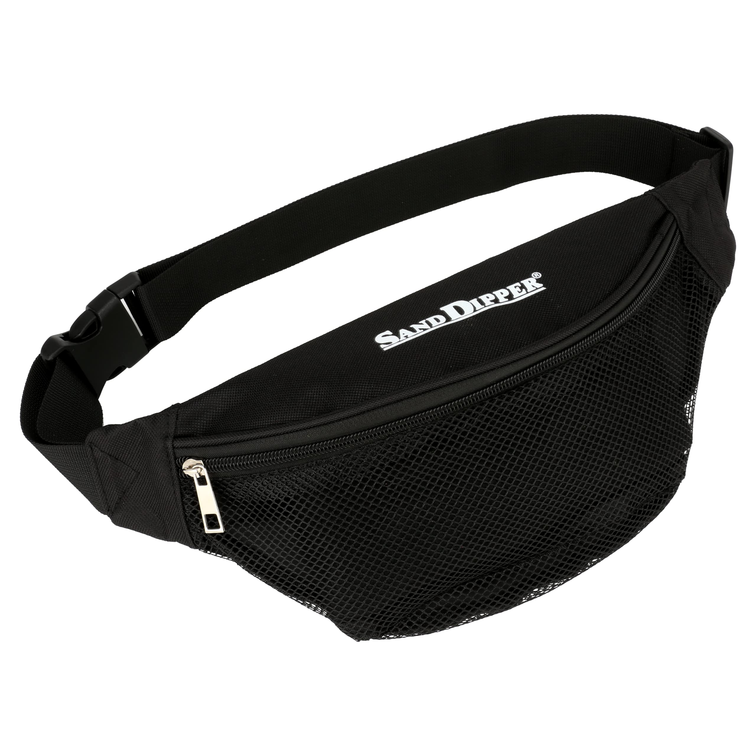 Sand Dipper Seashell Fanny Pack for Women & Men - Adjustable Waist & Crossbody Bum Bag with Front Mesh & Hidden Zipper Pockets - Perfect for Beachcombing, Shell Collecting & Outdoor Adventures - Black