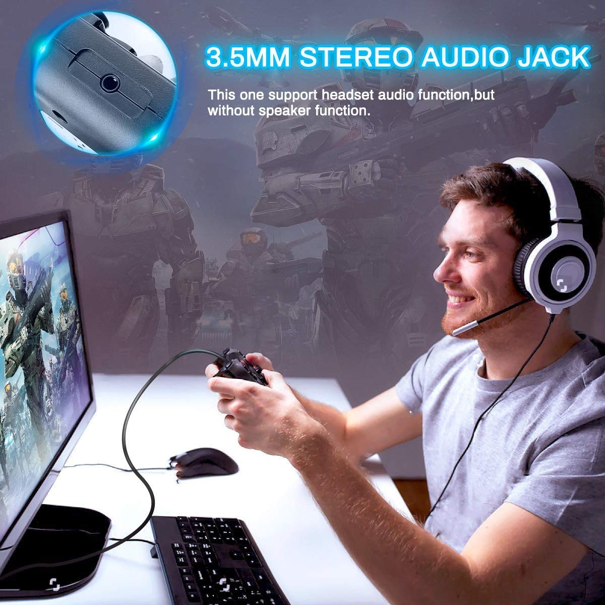 Xbox One Wired Controller with 3.5mm Audio Jack - Compatible with Xbox One/Xbox One X/Xbox One S/PS3/PC - Ergonomic Gamepad for Gaming & Streaming (Black) - Perfect for Competitive Play, Online Multiplayer & PC Gaming Sessions