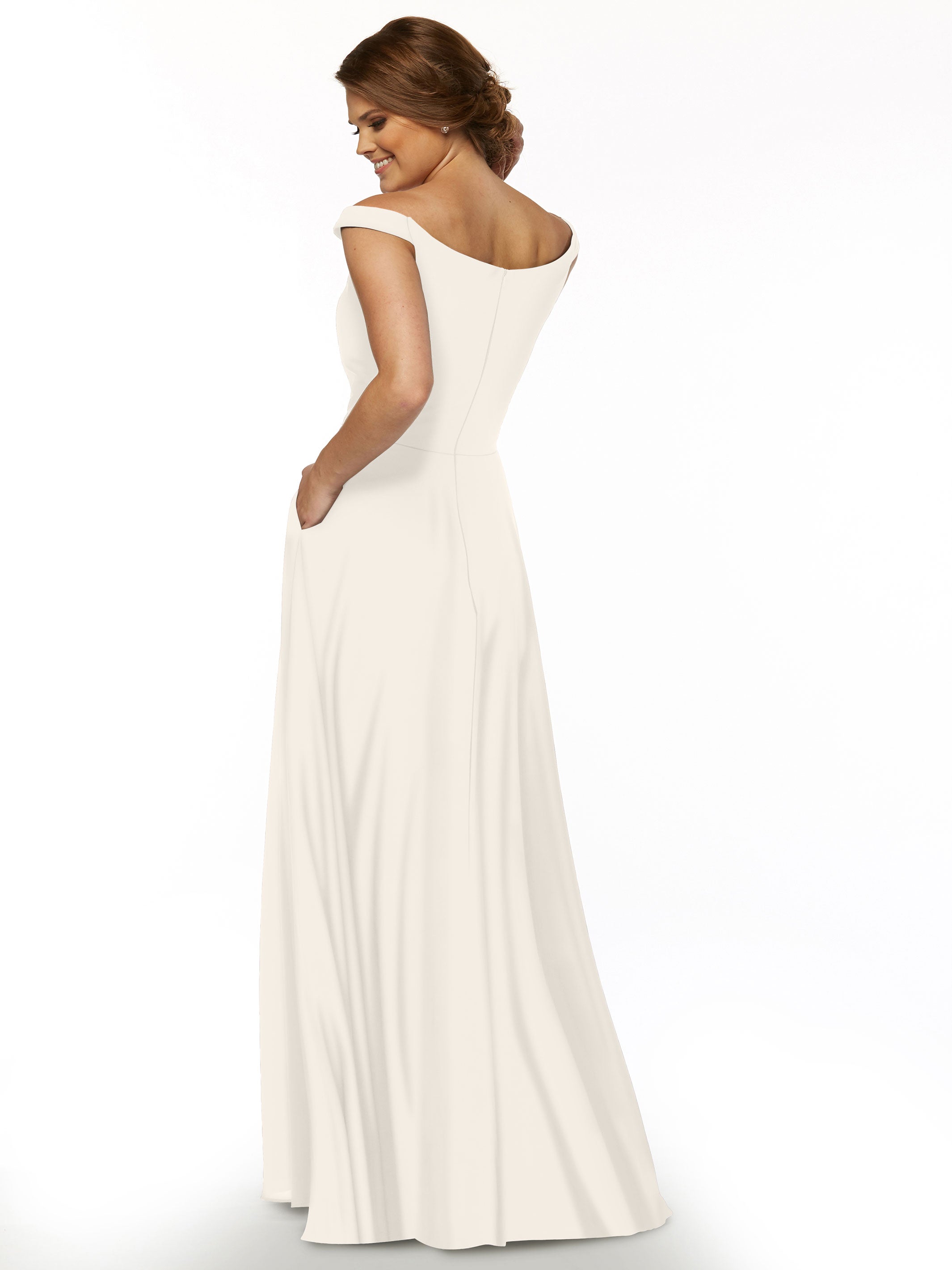 Elegant Off-the-Shoulder Stretch Chiffon A-Line Bridesmaid Dress - Perfect for Weddings, Parties & Formal Events (Style 83005)
