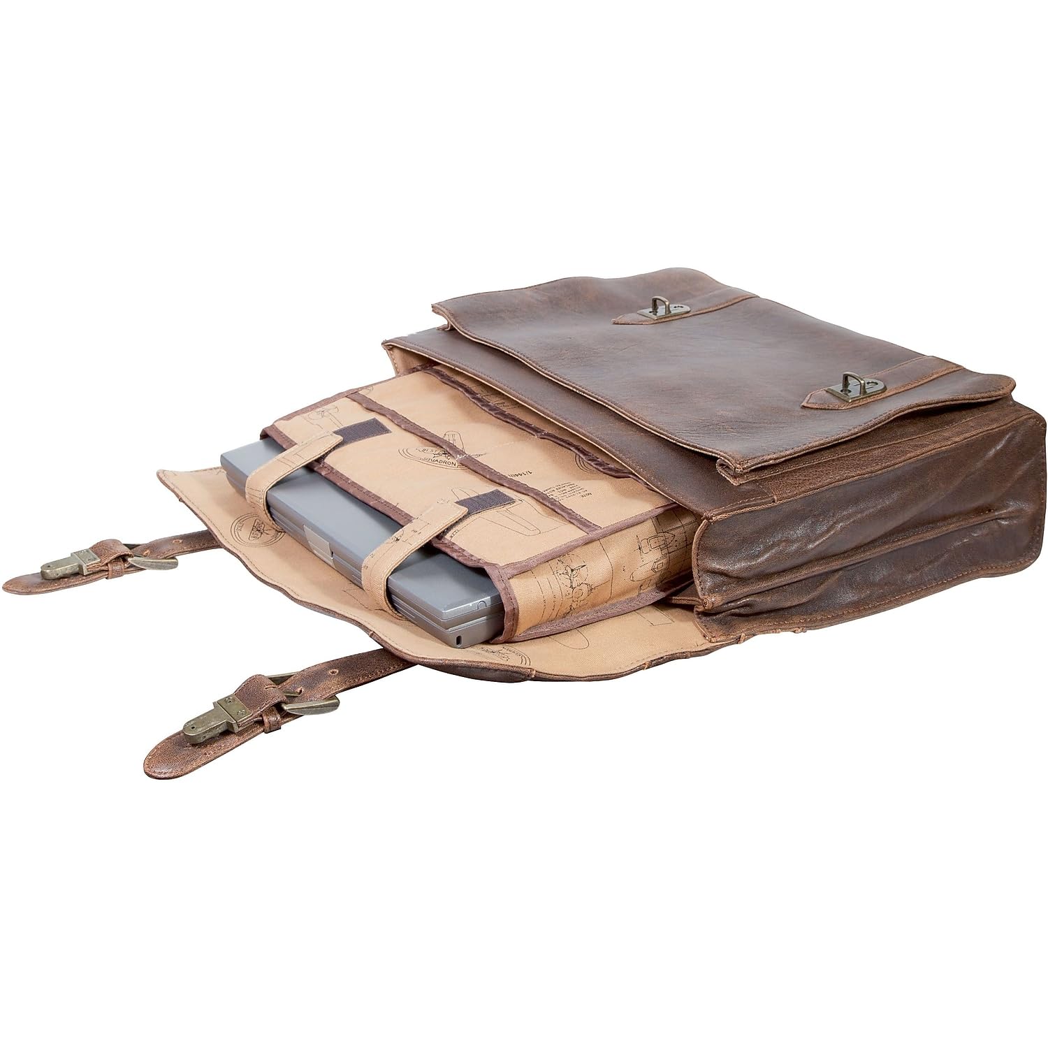 HIDESIGN by Scully Aerosquadron Genuine Leather Laptop Briefcase for Men - Professional Business Satchel with Adjustable Shoulder Strap - Perfect for Office, Travel & Daily Commute