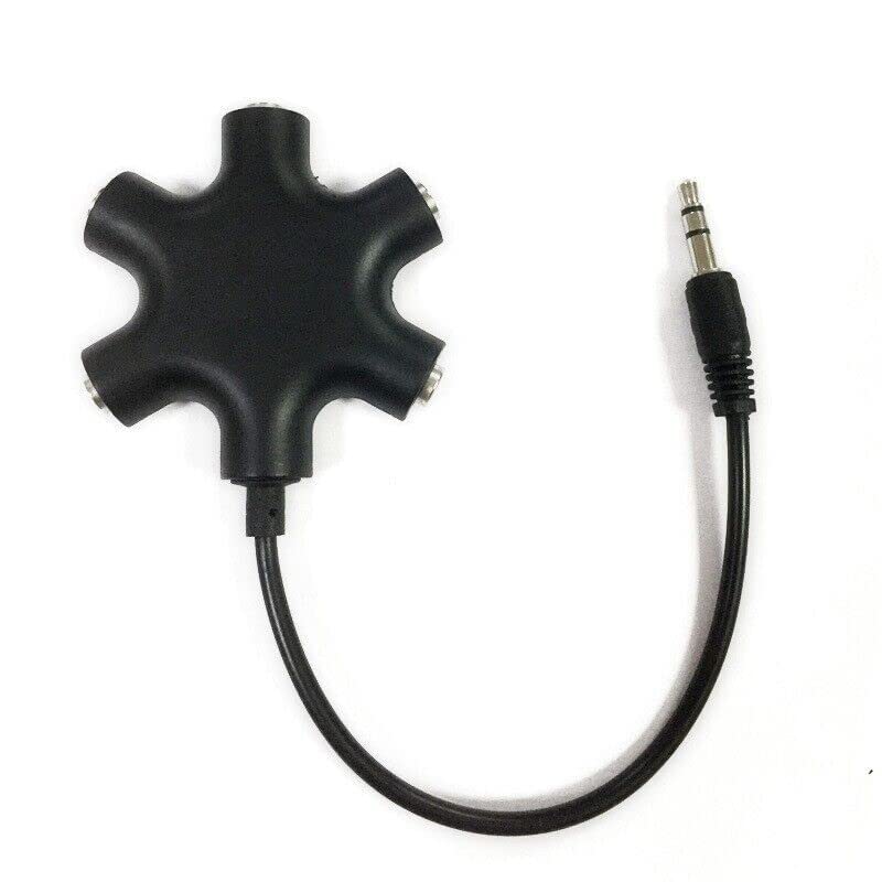 5-Way 3.5mm Headphone Splitter - 1 Male to 5 Female Stereo Audio Adapter for Multiple Headphones - Perfect for Music Sharing, Gaming, and Classroom Use