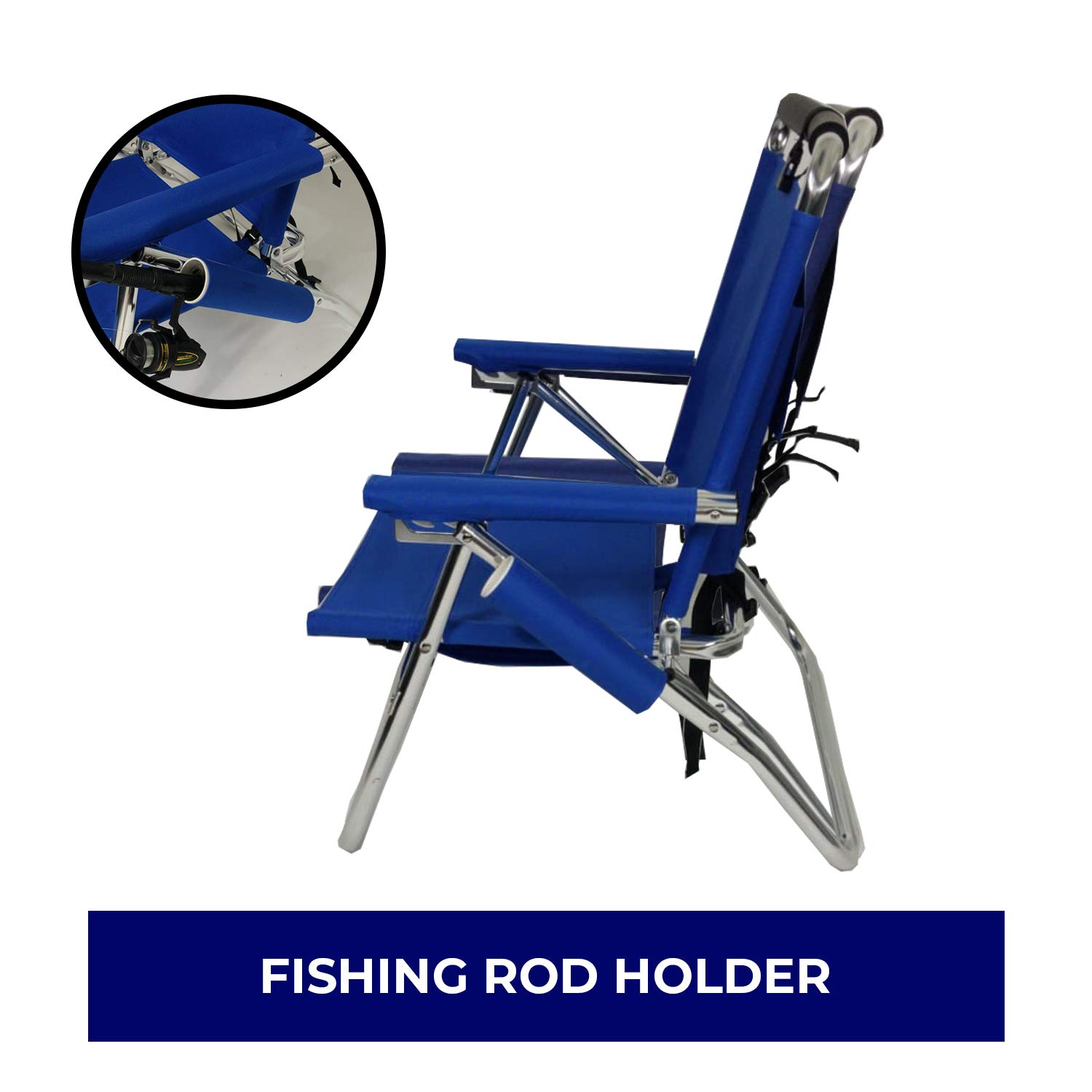 Ultra Light Portable Folding Fishing Chair - Aluminum Backpack Chair with Padded Straps, Lumbar Support, Cup & Rod Holder - Perfect for Camping, Beach, Hiking & Outdoor Adventures