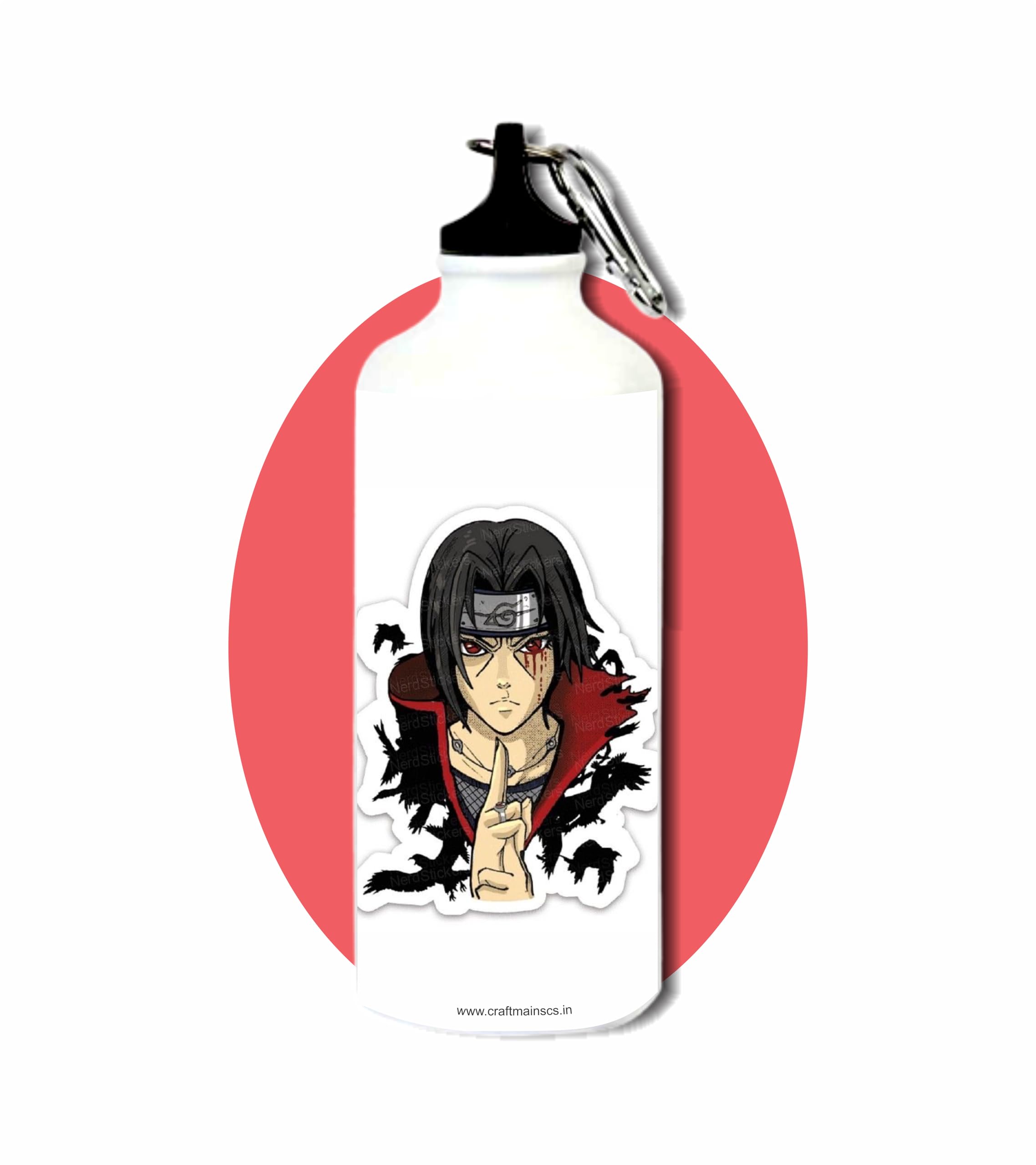 Itachi Uchiha Bowing 600ml Anime Water Bottle with Free Wooden Keychain | BPA & Lead Free Sippy Cup for Anime Fans | Perfect for Cosplay, School & Gym Hydration