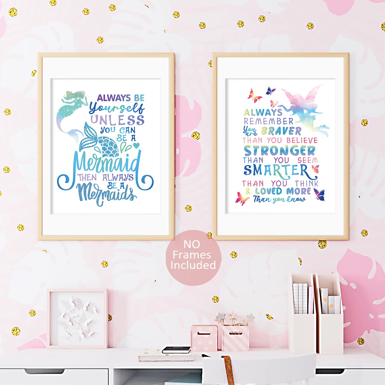 MTL HOE Positive Quote Affirmations Rainbow Fairy Mermaid Unicorn Wall Art Print - Inspirational Poster for Teen Girls Room Decor (8x10 Unframed) - Perfect for Bedroom, Bathroom & Kids Room Wall Decor