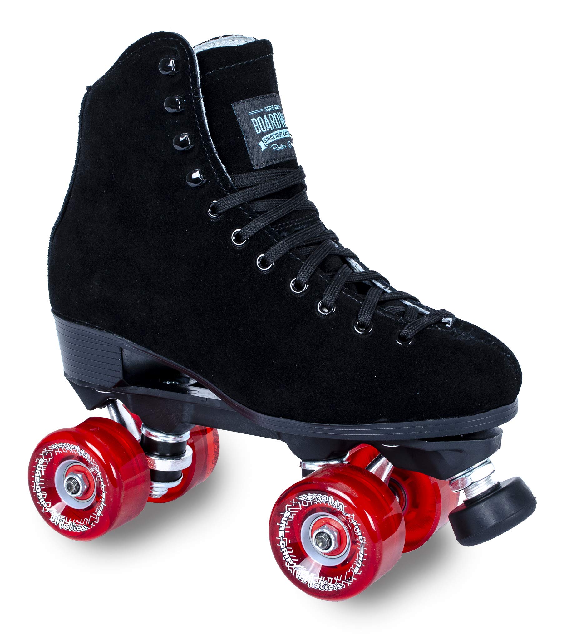 Sure Grip Boardwalk Unisex Outdoor Roller Skates - Premium Suede Material, ABEC 3 Bearings, 78A Motion 62mm Red Wheels, Polyurethane Construction - Perfect for Park Trails and Outdoor Adventures