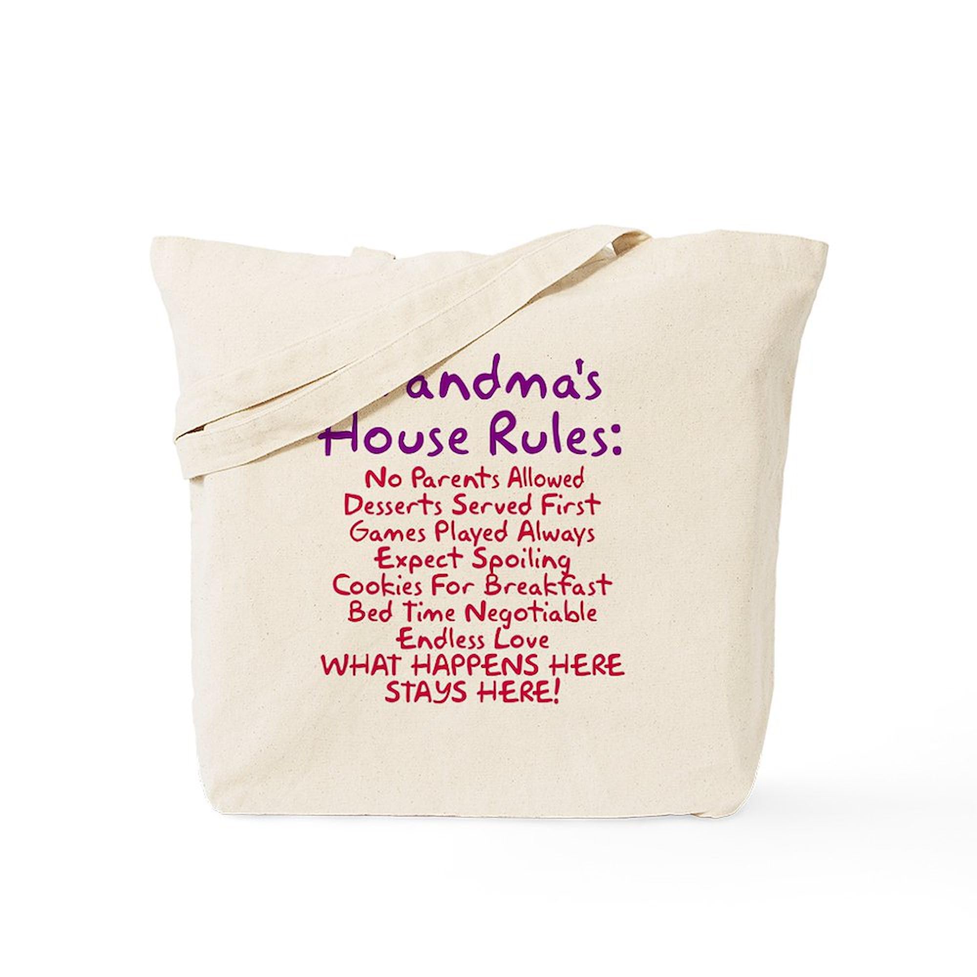 Grandma's House Rules Tote Bag - Natural Canvas Reusable Shopping Bag for Groceries, Beach & Everyday Use | Funny Gift Idea for Grandparents
