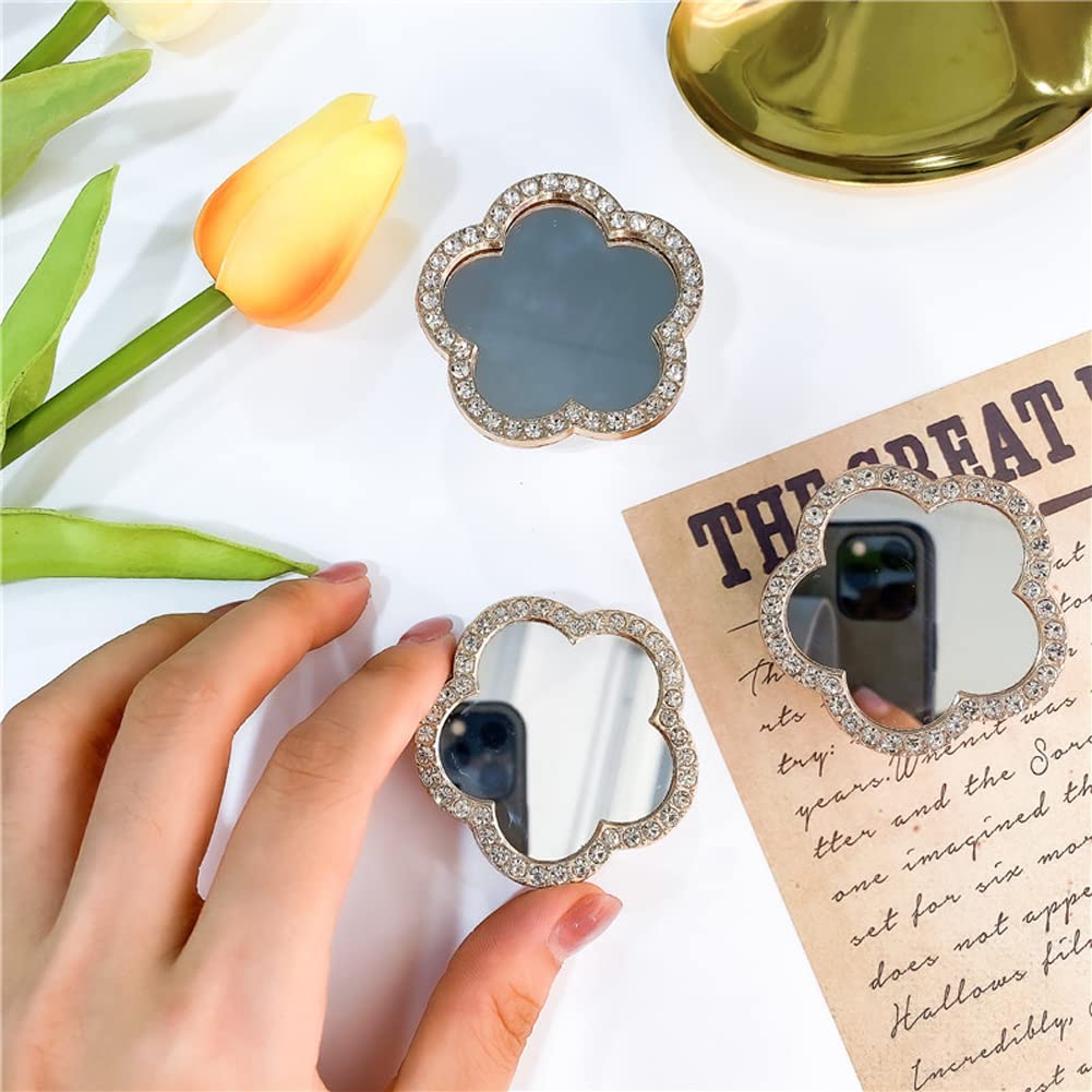 3Pcs Small Diamond Glass Mirror Circles for Phone Case Decor, Arts & Crafts, Framing, Home Decor (Gold) - Perfect for DIY Projects, Scrapbooking & Jewelry Making