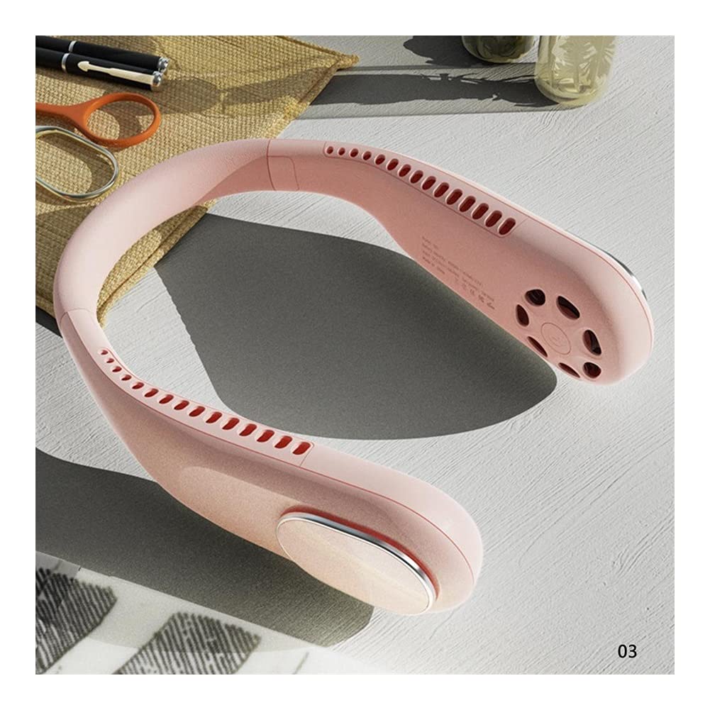 USB Rechargeable Mini Neck Fan - 4000mAh Bladeless Portable Fan with Mute Technology for Outdoor Sports, Travel & Office Use - Pink Cooling Ventilator for Summer Heat Relief
