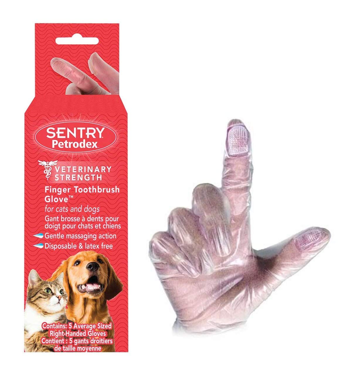 MPP Dog & Cat Dental Care Finger Toothbrush Gloves - 5 Pack for Teeth Cleaning & Oral Hygiene - Perfect for At-Home Pet Grooming & Vet Visits