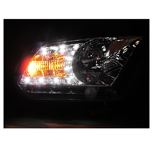 Bright White LED DRL Headlights for 2010-2014 Ford Mustang Base/GT - Chrome Housing, Daytime Running Lights - Upgrade Your Mustang's Style & Visibility for Night Driving and Daily Commutes