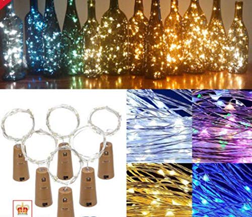 Ruiqas 20 LED Cork Bottle Lights - 2M String Fairy Lights with Cork Stoppers for Wedding, Party, Home Bar & DIY Decor - Warm White Battery Operated Decorative Lighting