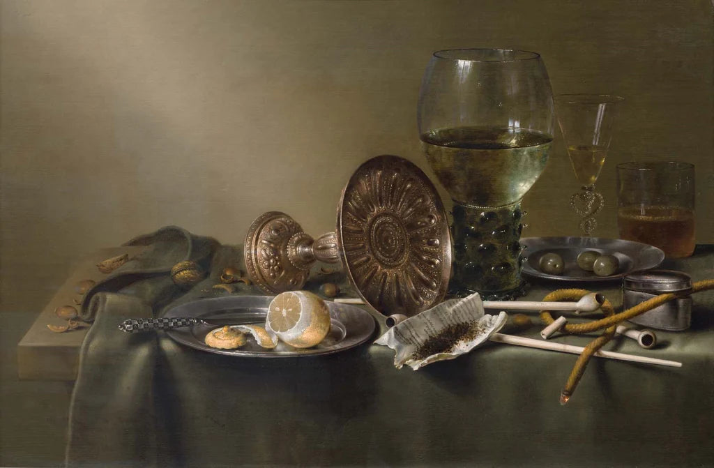 Willem Claesz. Heda Still Life Painting - Baroque Art with Glasses and Tobacco - Perfect for Home Decor, Art Collectors & Renaissance Lovers