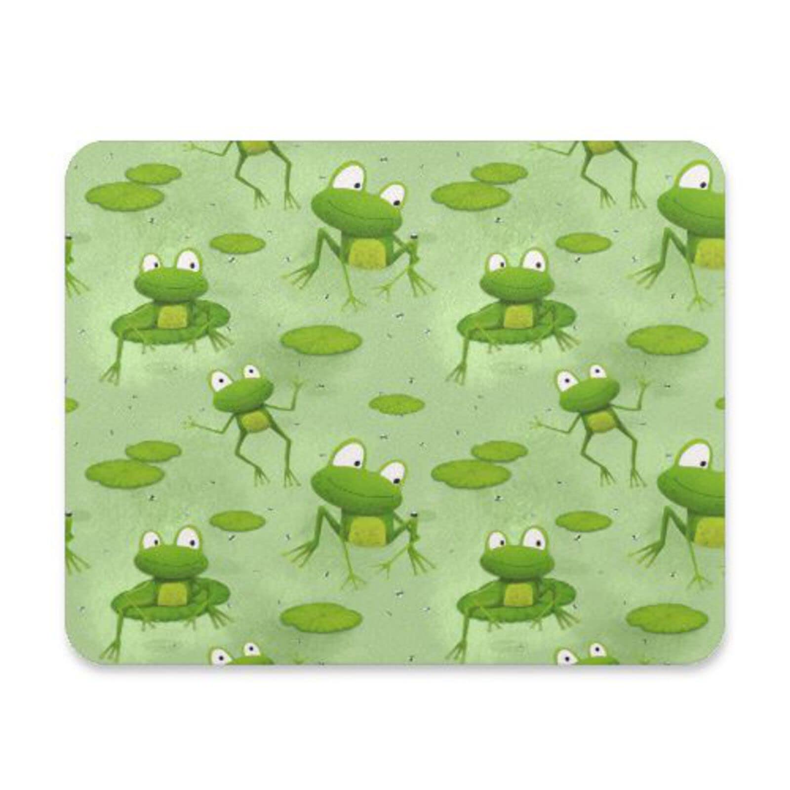 Cute Cartoon Frogs Sitting on Water Lily Mouse Pad - Non-Slip Rubber Base, Durable Portable Mouse Mat for Computer, Laptop, Gaming, Office & Home (9.84x7.48 inch) - Perfect for Work, Study and Gaming Setups