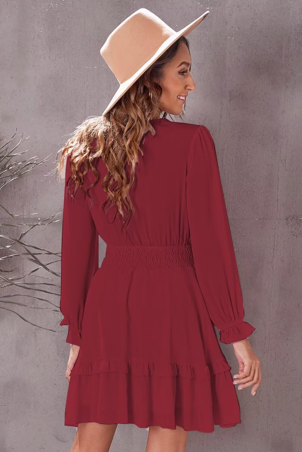 Dokotoo Women's Elegant Deep V Neck Knotted Tiered Chiffon Mini Skater Dress - Summer Casual Swing Dress for Party, Date Night & Vacation 2025