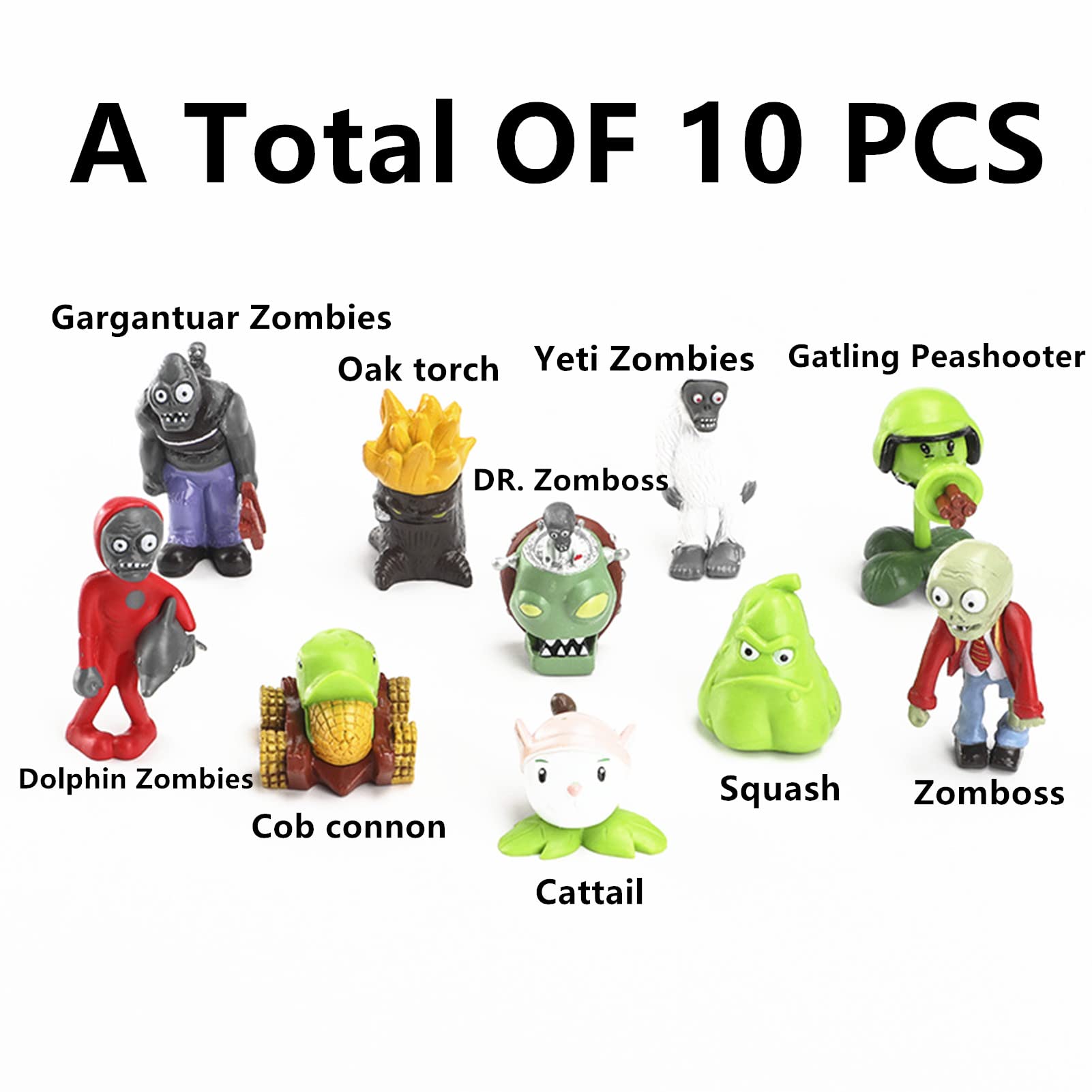 JHESAO 10PCS Plants vs Zombies (PVZ) Action Figure Toy Set - PVC Collectible Figures for Kids, Fans & Collectors | Perfect Gift for Birthday, Party & Game Lovers | Fun for Home Decor, Gaming Battles & Collection Displays