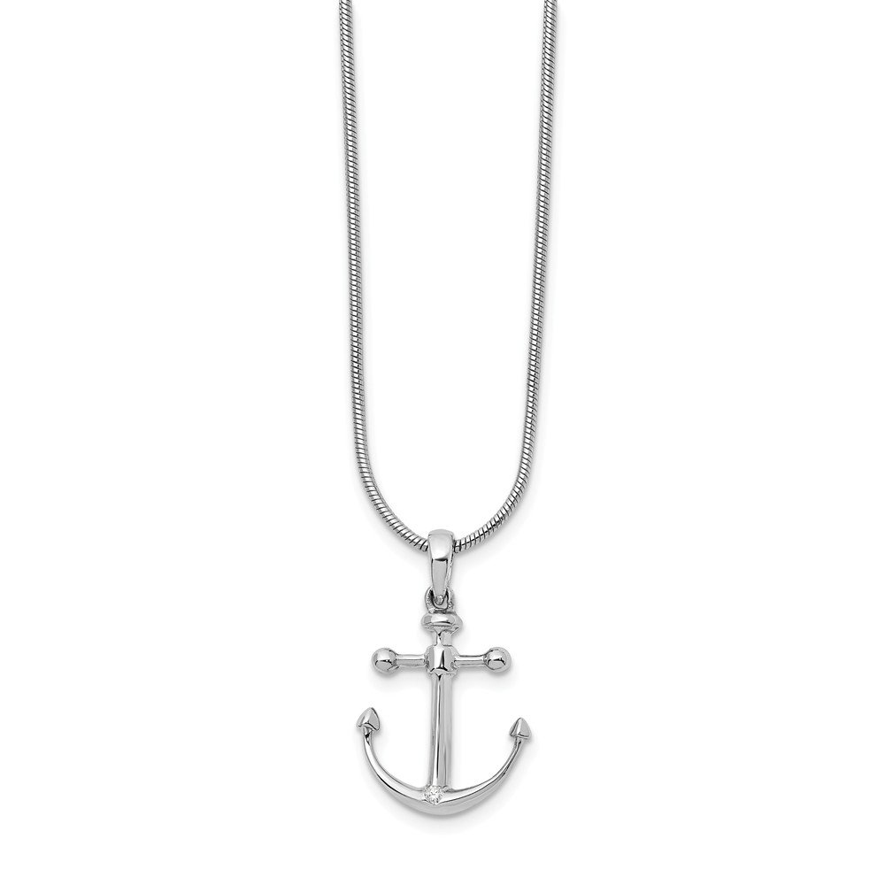 SS White Ice Diamond Anchor Necklace for Women - Elegant Nautical Jewelry Gift for Her, Perfect for Beach Weddings, Anniversaries & Everyday Wear