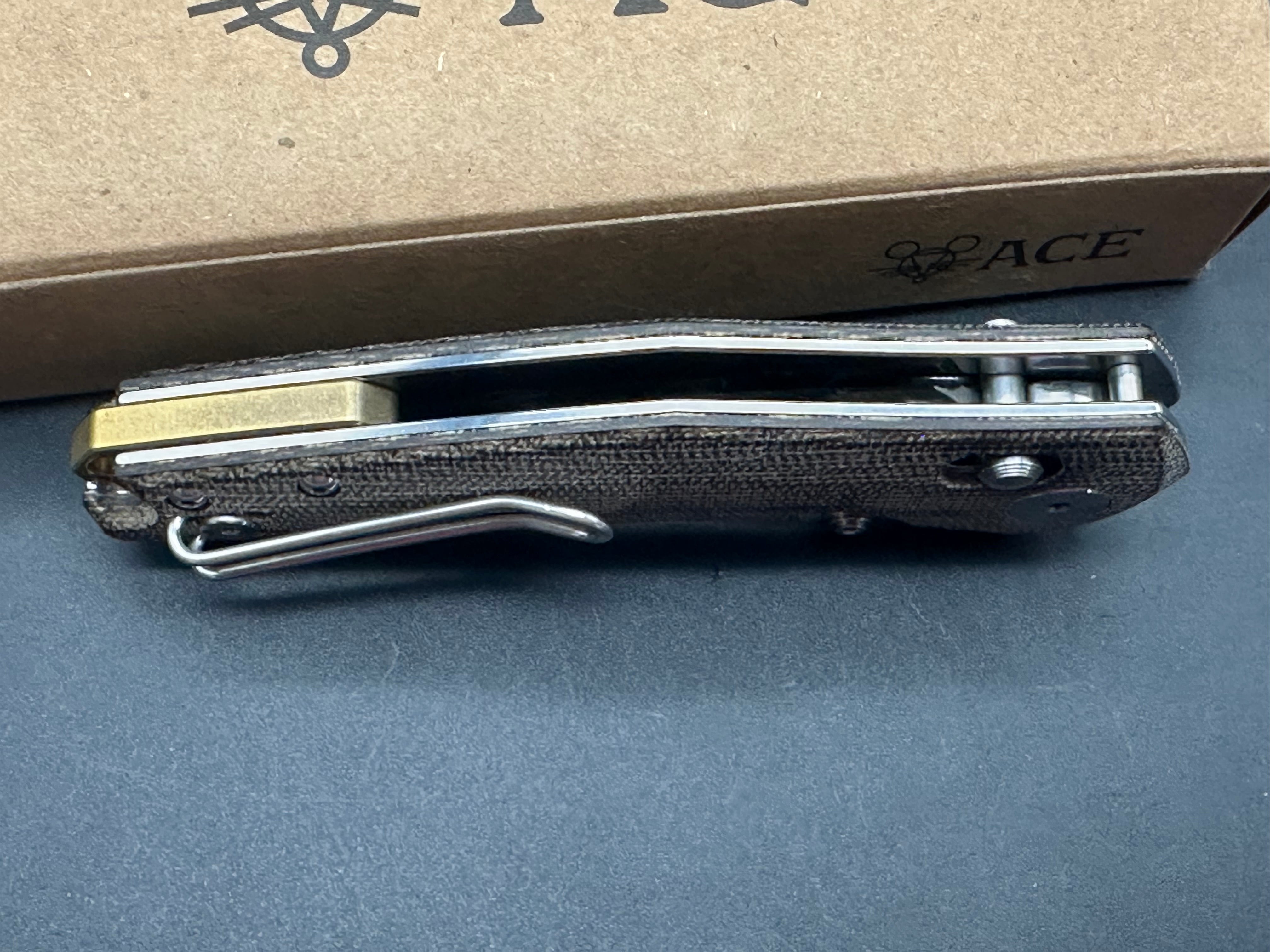 GiantMouse ACE Nazca Folding Knife - Stonewashed M390 Blade, Green Canvas Micarta Handle - EDC, Outdoor, Camping, Survival Gear