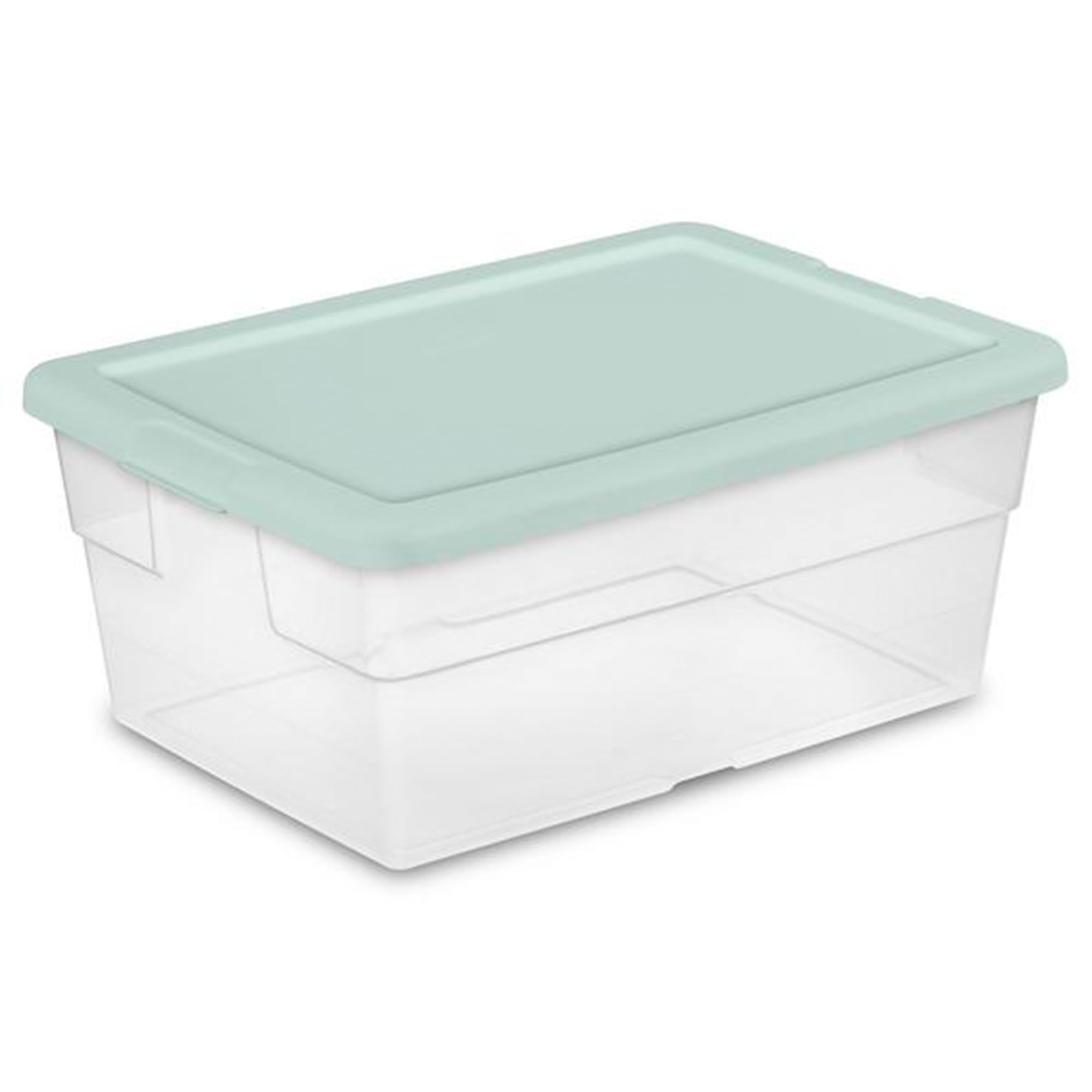 Sterilite 24-Pack 16 Quart Plastic Storage Bins with Lids - Mint Colored Stackable Organizer Boxes for Home, Office, Closet & Garage Organization