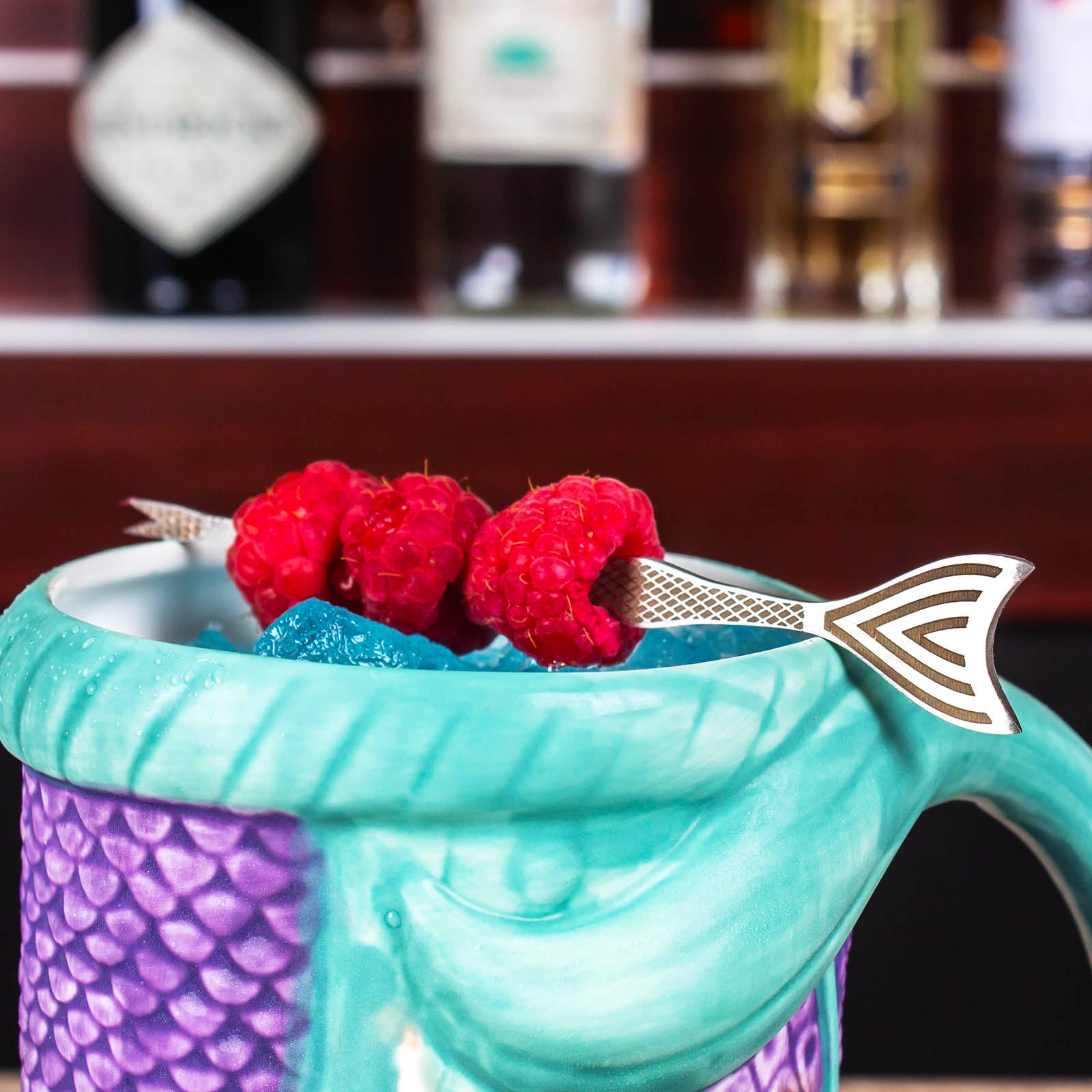 BarConic® Mermaid Tail Cocktail Picks - Set of 4 Stainless Steel Drink Stirrers for Cocktails, Mocktails & Beverages - Perfect for Pool Parties, Beach Themed Events & Tropical Drink Decorations