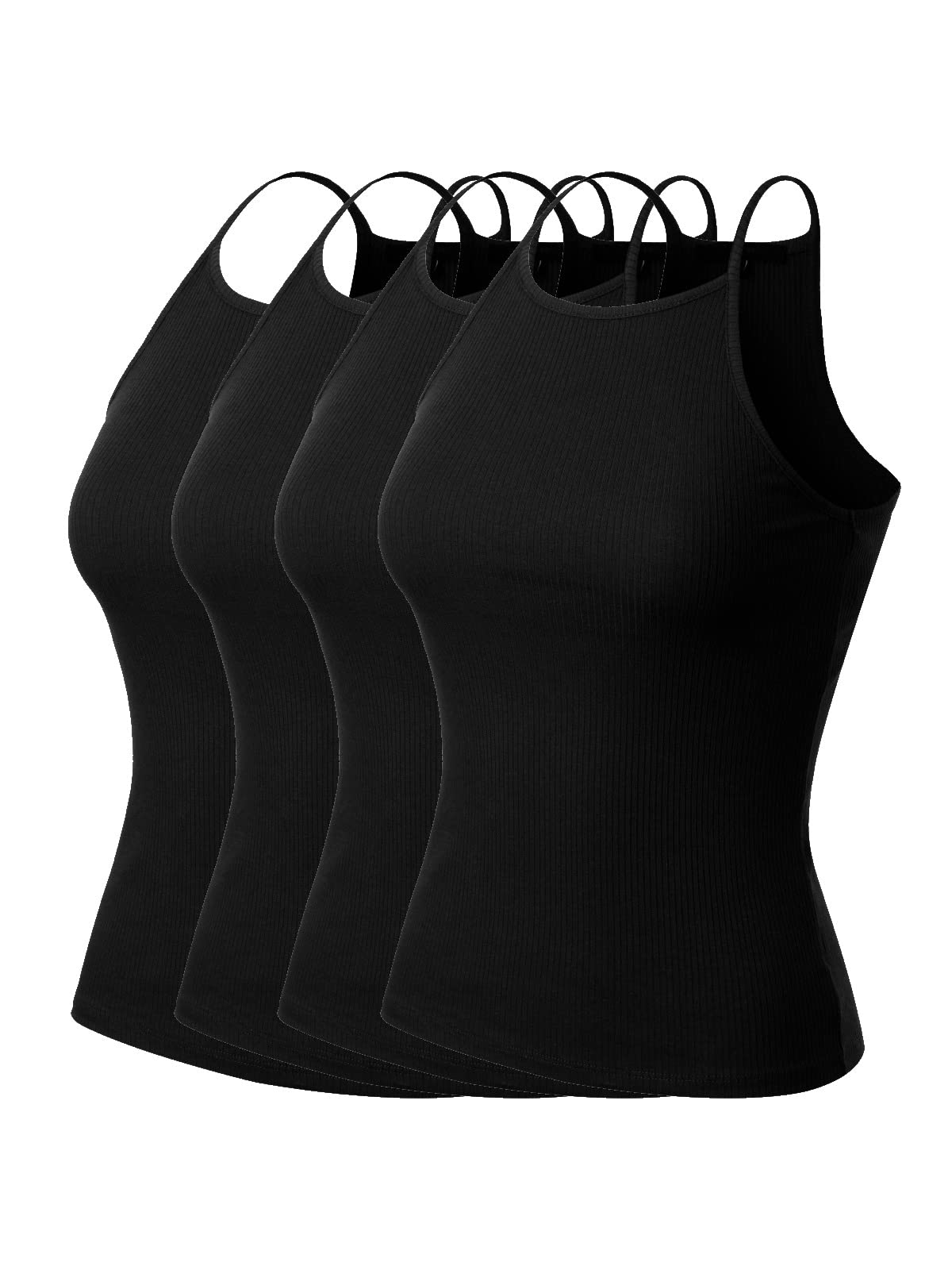 MixMatchy Women's Ribbed High Neck Tank Top - Casual Basic Activewear for Yoga, Gym & Everyday Wear