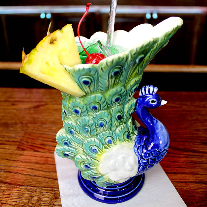 BarConic® 18oz Tiki Mug with Peacock Design - Exotic Themed Ceramic Cup for Tropical Cocktails, Party Drinks & Home Bar Decor - Perfect for Luau, Hawaiian Themed Parties & Summer Gatherings