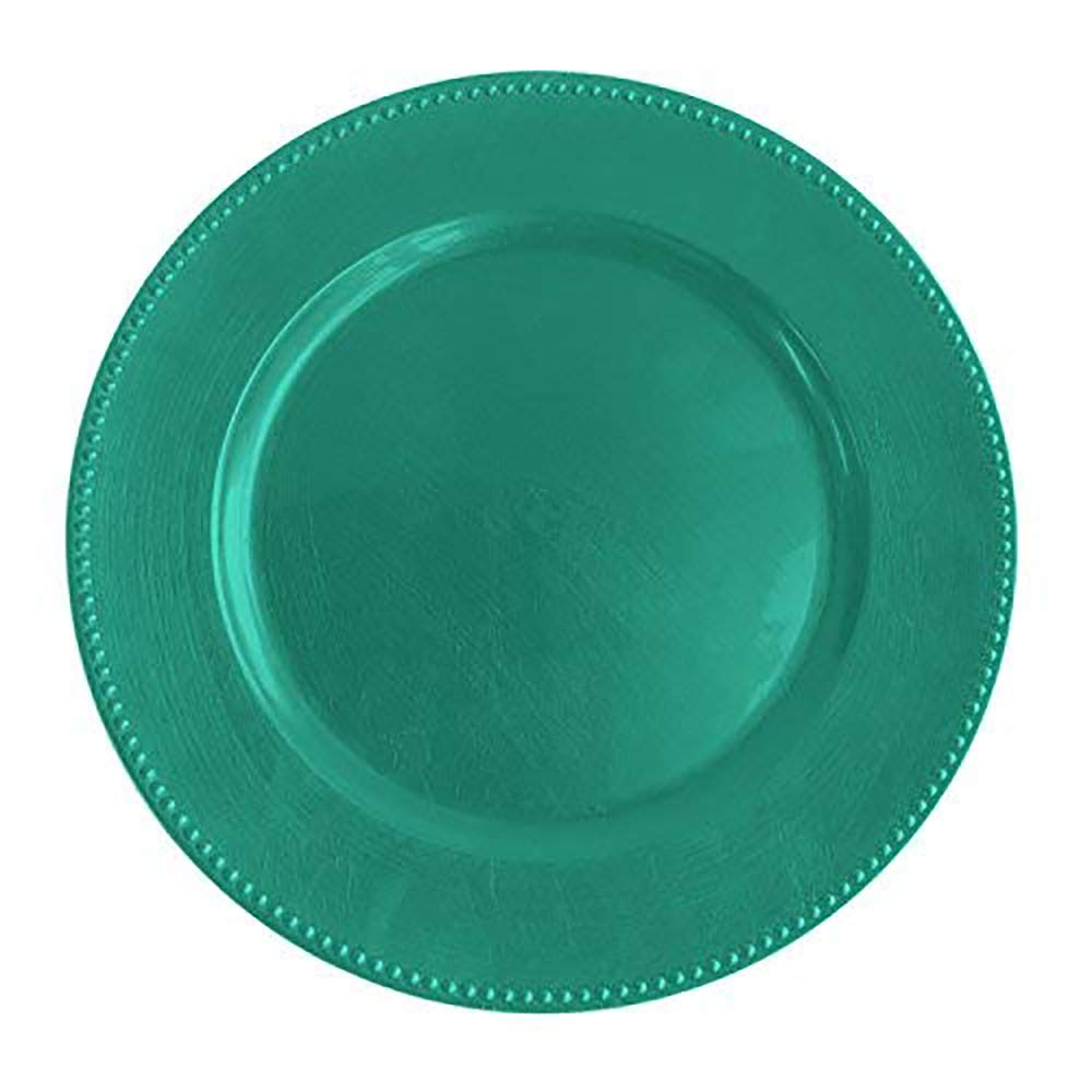 Tiger Chef 13-inch Round Turquoise Beaded Charger Plates - 48 Pack for Weddings, Banquets & Formal Dining - Elegant Table Setting Decor for Restaurants, Events & Special Occasions