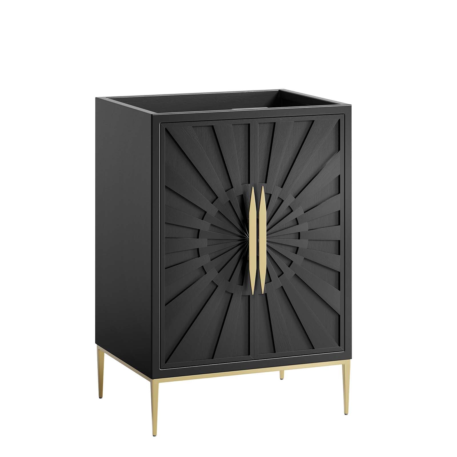 Modway Awaken 24-Inch Black Bathroom Vanity Cabinet with Mirror - Modern Storage Solution for Small Bathrooms, Powder Rooms & Master Baths