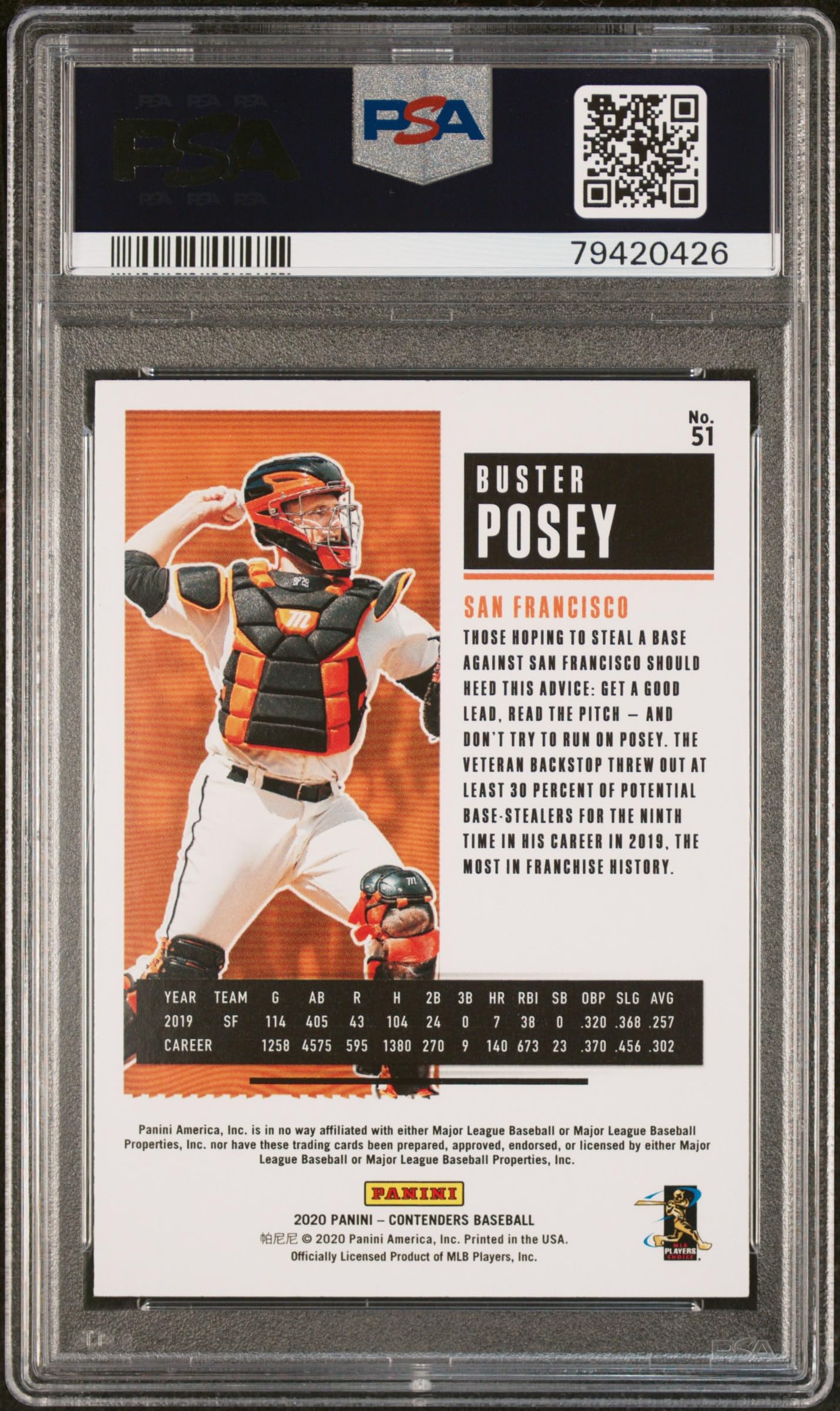 Buster Posey 2020 Panini Contenders Season Ticket Baseball Card #51 PSA 10 Gem Mint - Perfect for Collectors, Investors & Baseball Fans Display