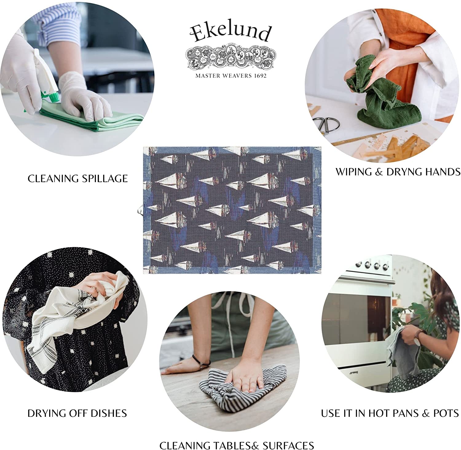 Ekelund Weavers Seglats Organic Cotton Towel 35 x 50 cm - Soft & Absorbent Bath & Kitchen Towel for Spa, Beach & Home Use