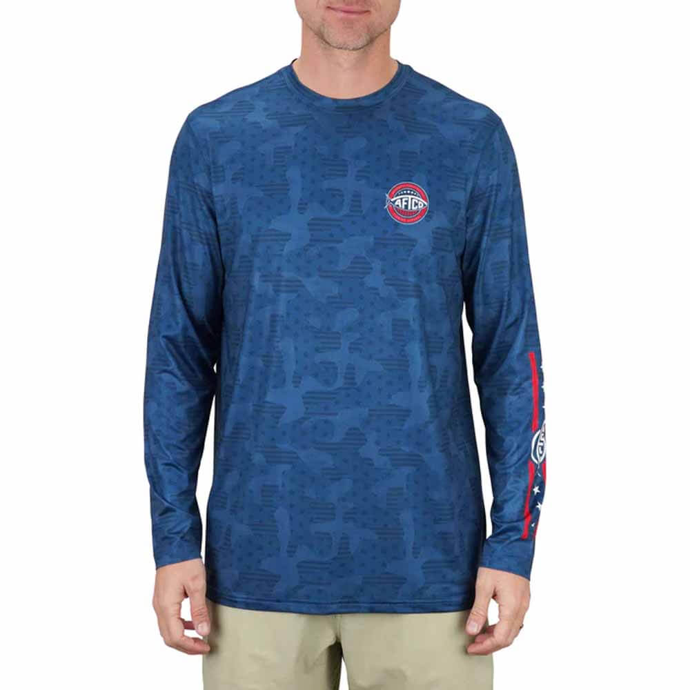 Aftco Titan USA Camo Tribute Long Sleeve Performance Fishing Shirt - Moisture Wicking UV Protection for Outdoor Adventures & Water Sports
