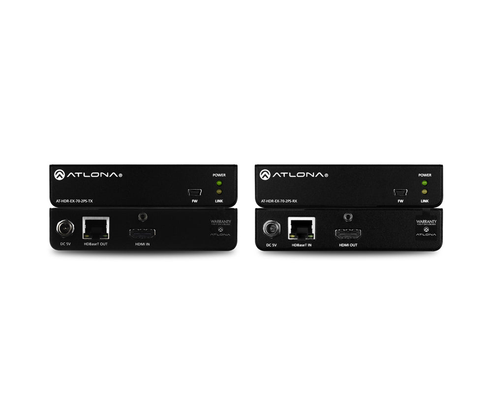 Atlona® AT HDR EX 70 2PS 4K HDR HDMI Extender Transmitter & Receiver Set - Perfect for Home Theater, Conference Rooms, and Digital Signage