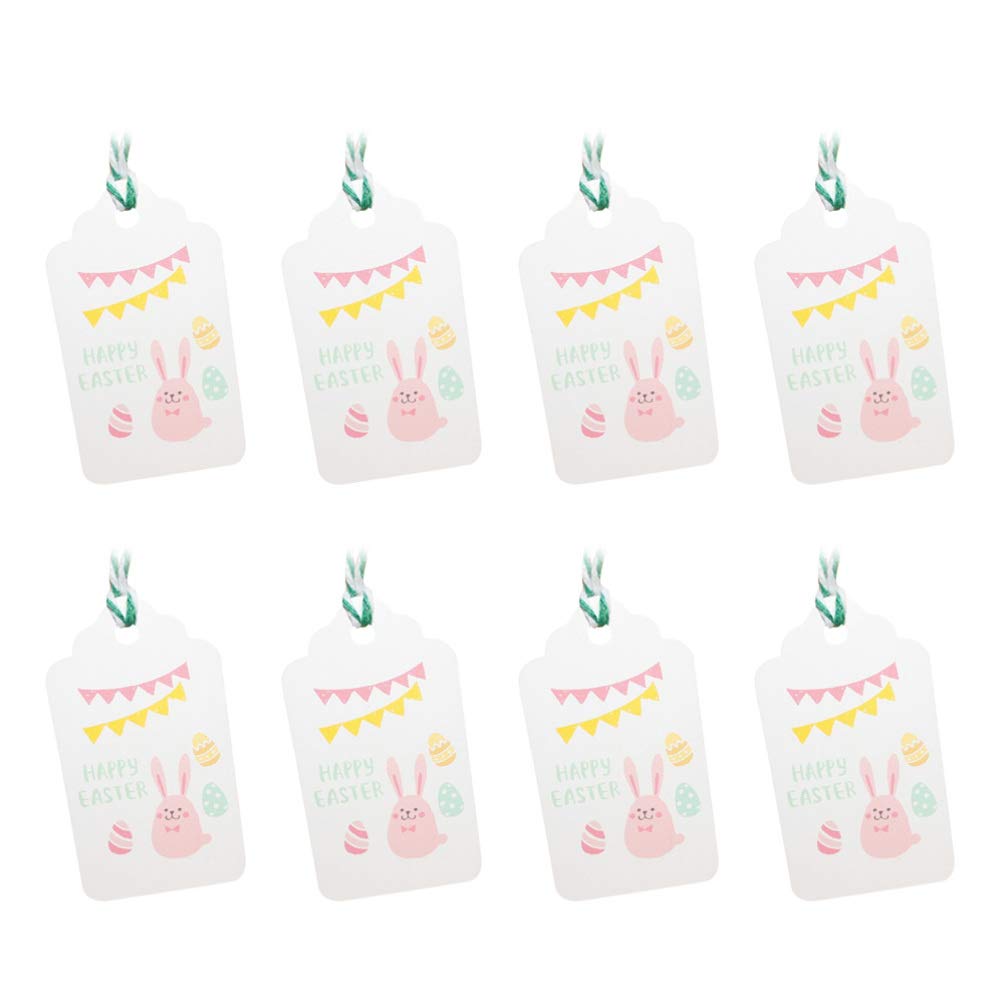 100pcs Colorful Easter Bunny Egg Gift Tags - Happy Easter Hanging Decorations with Rabbit Design for Easter Party, Egg Hunt & Spring Home Decor